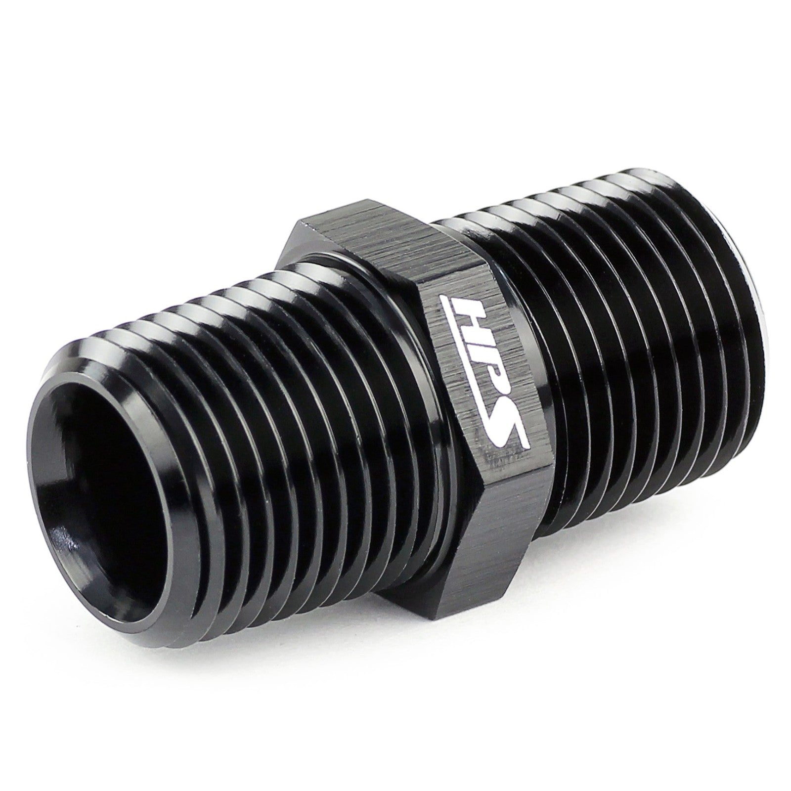 HPS NPT Male to Male Union Adapter Fitting [Straight] [3/8 NPT] (Aluminum, Black)