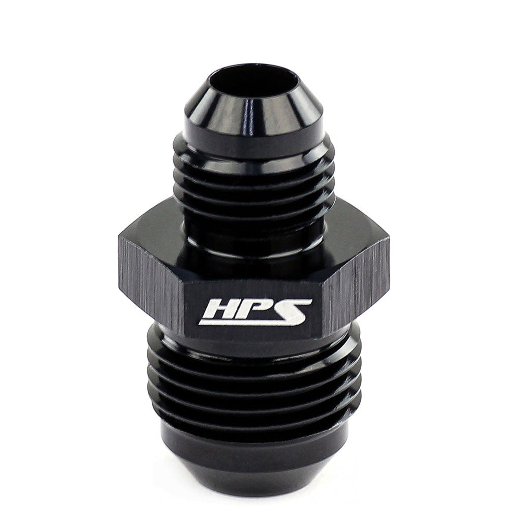 HPS AN Male to Male Union Adapter (Reducer) Fitting [Straight] [AN -12 to -8] (Aluminum, Black)