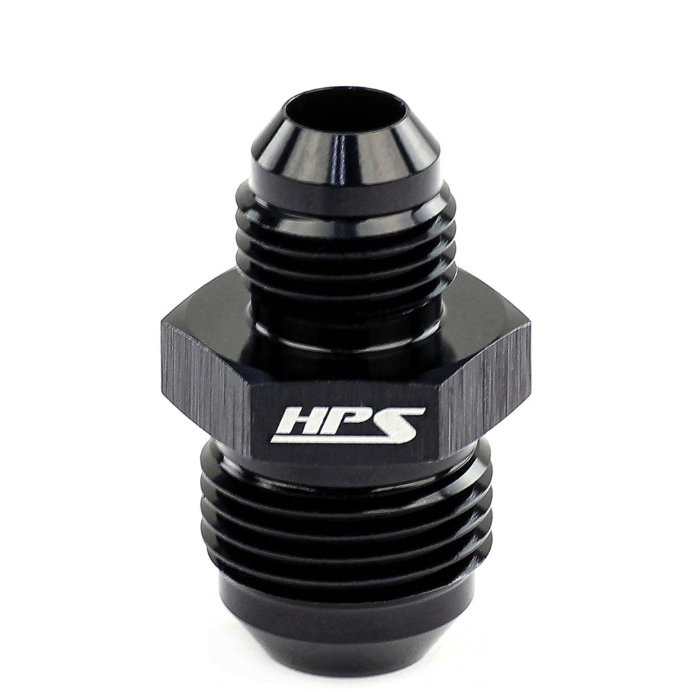 HPS AN Male to Male Union Adapter (Reducer) Fitting [Straight] [AN -12 to -10] (Aluminum, Black)