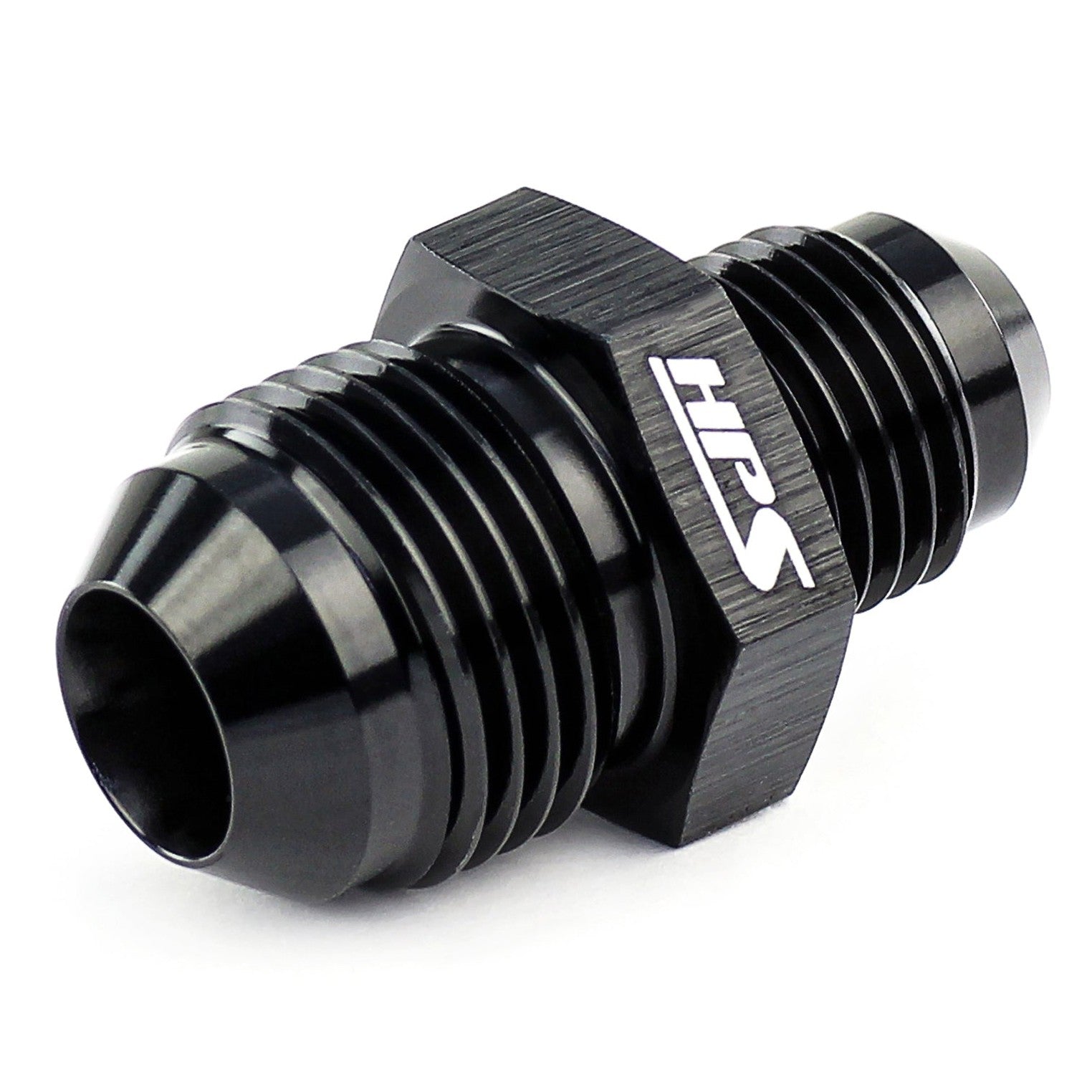 HPS AN Male to Male Union Adapter (Reducer) Fitting [Straight] [AN -12 to -8] (Aluminum, Black)