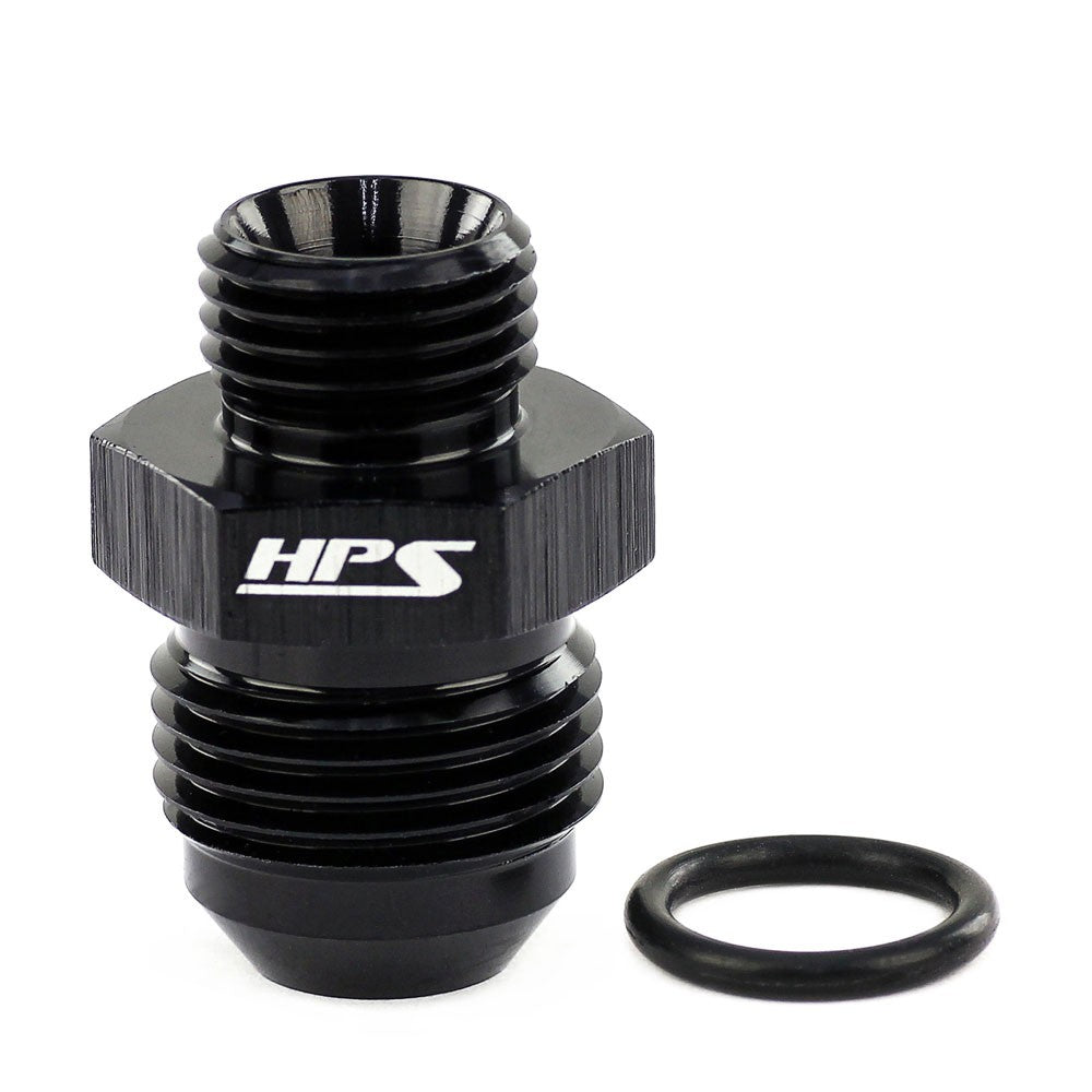 HPS AN Male to ORB Adapter Fitting [Straight] [AN -12 to -8 ORB] (Aluminum, Black)