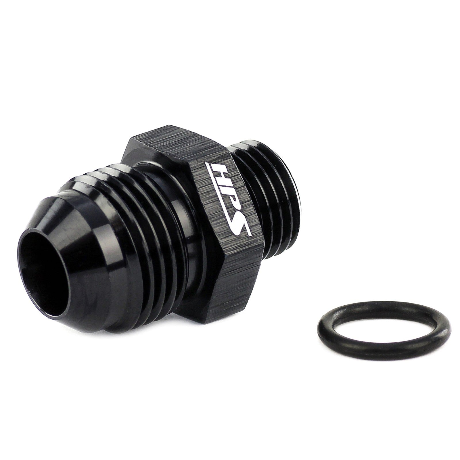 HPS AN Male to ORB Adapter Fitting [Straight] [AN -12 to -8 ORB] (Aluminum, Black)