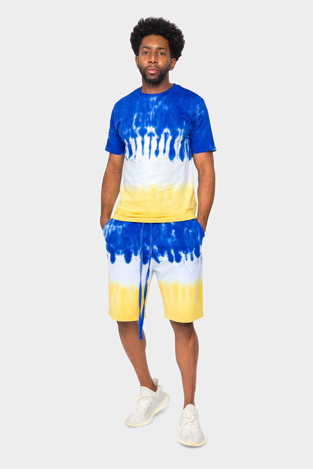 Colorblock Tie Dye Cotton Shorts