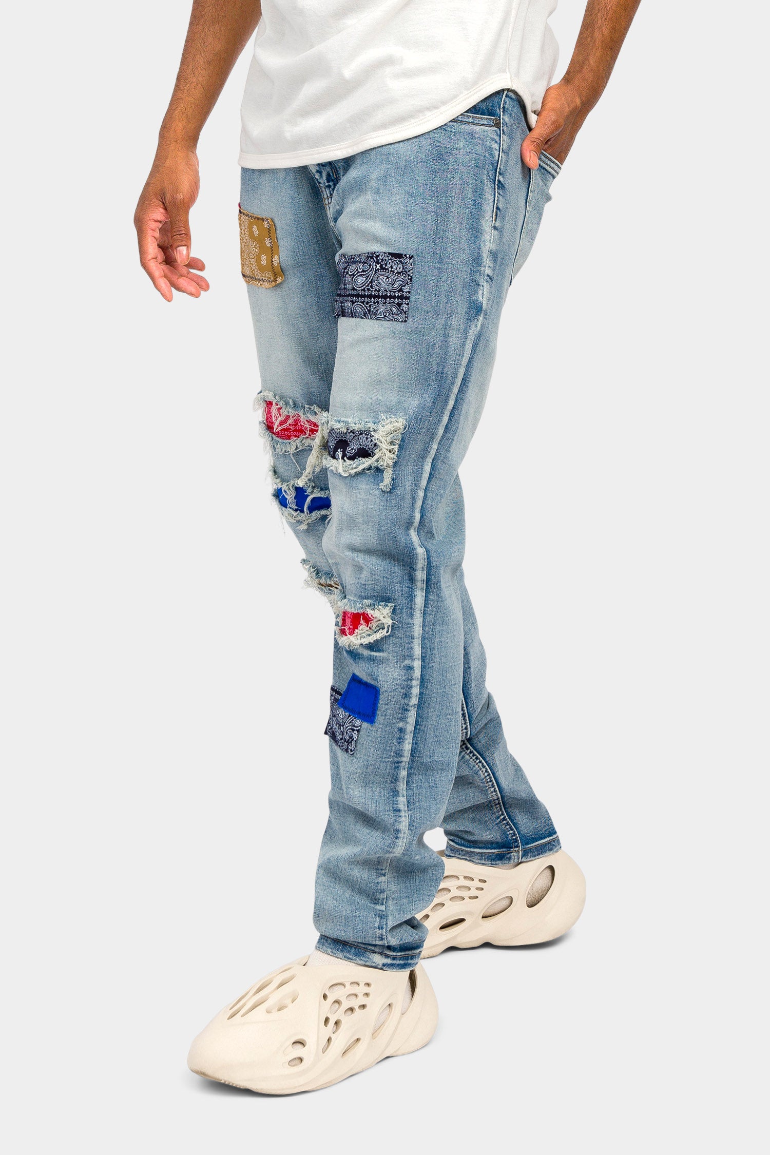 Bandana Paisley Rip and Repair Denim Jeans