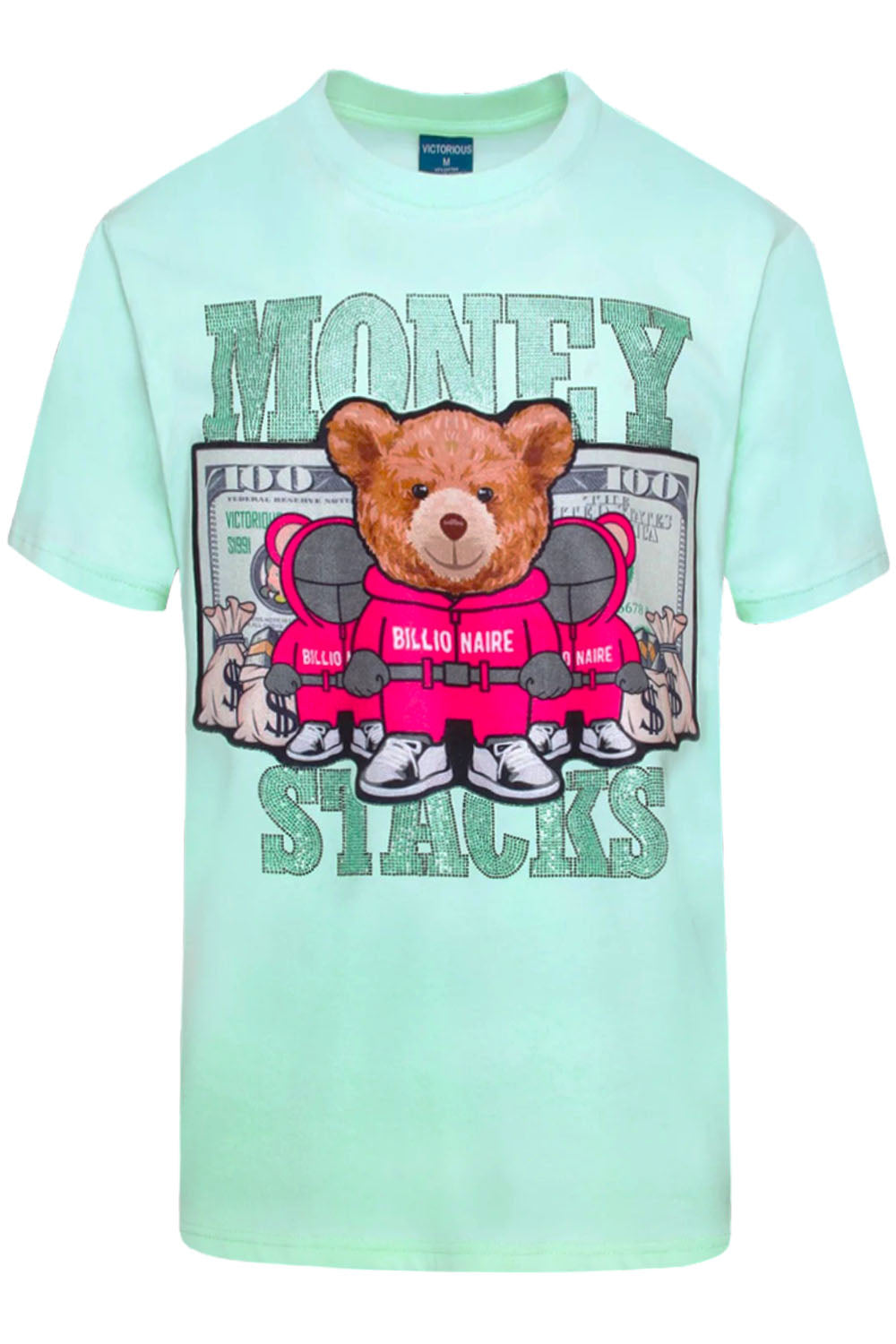 Money Stacks Crystal Embellished Bear T-Shirts
