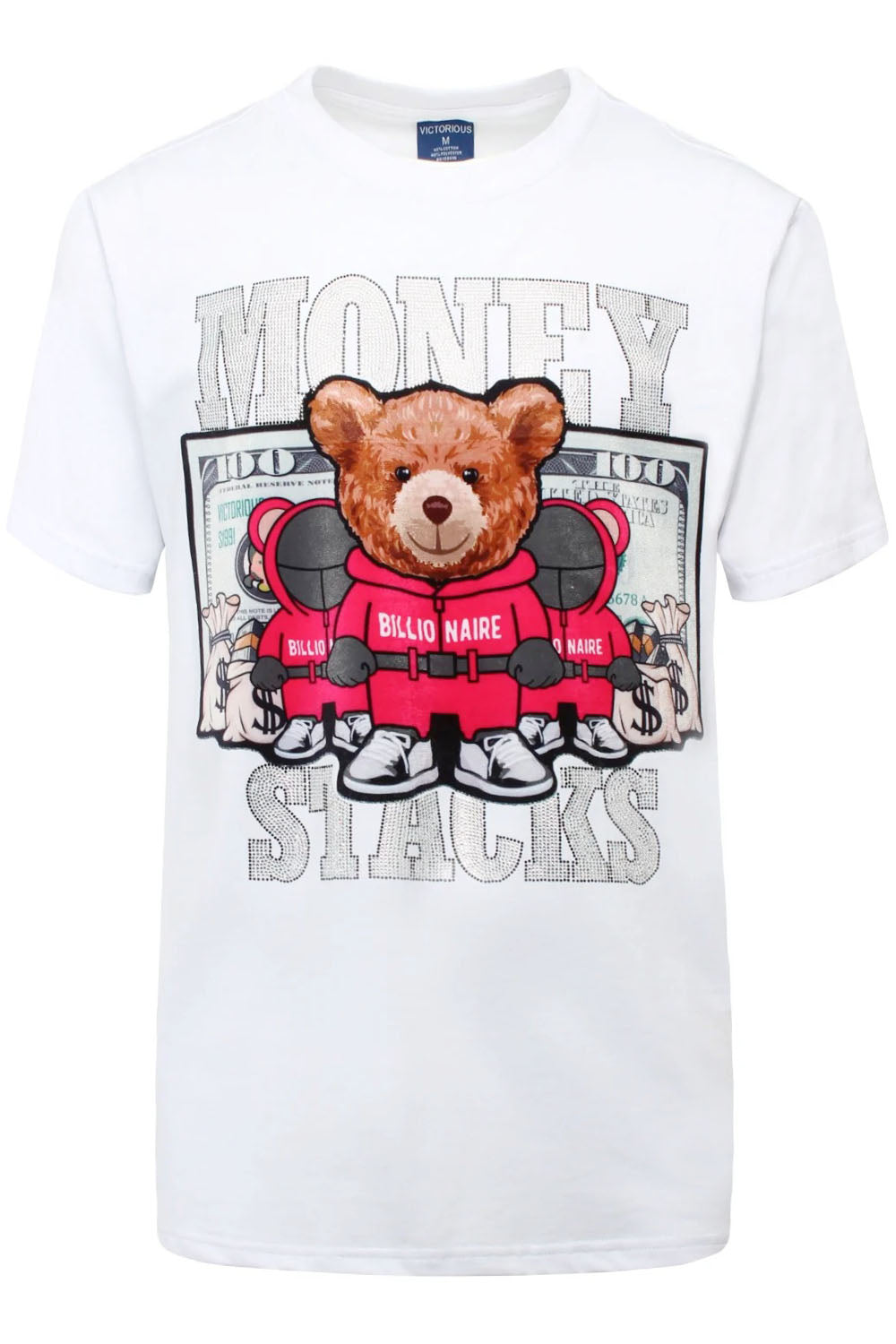 Money Stacks Crystal Embellished Bear T-Shirts