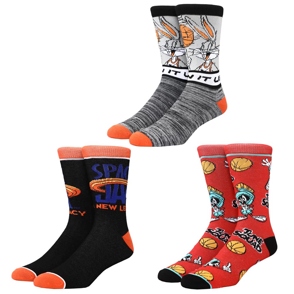 Bioworld Space Jam New Legacy basketball Casual Crew Socks for Men 3-Pack