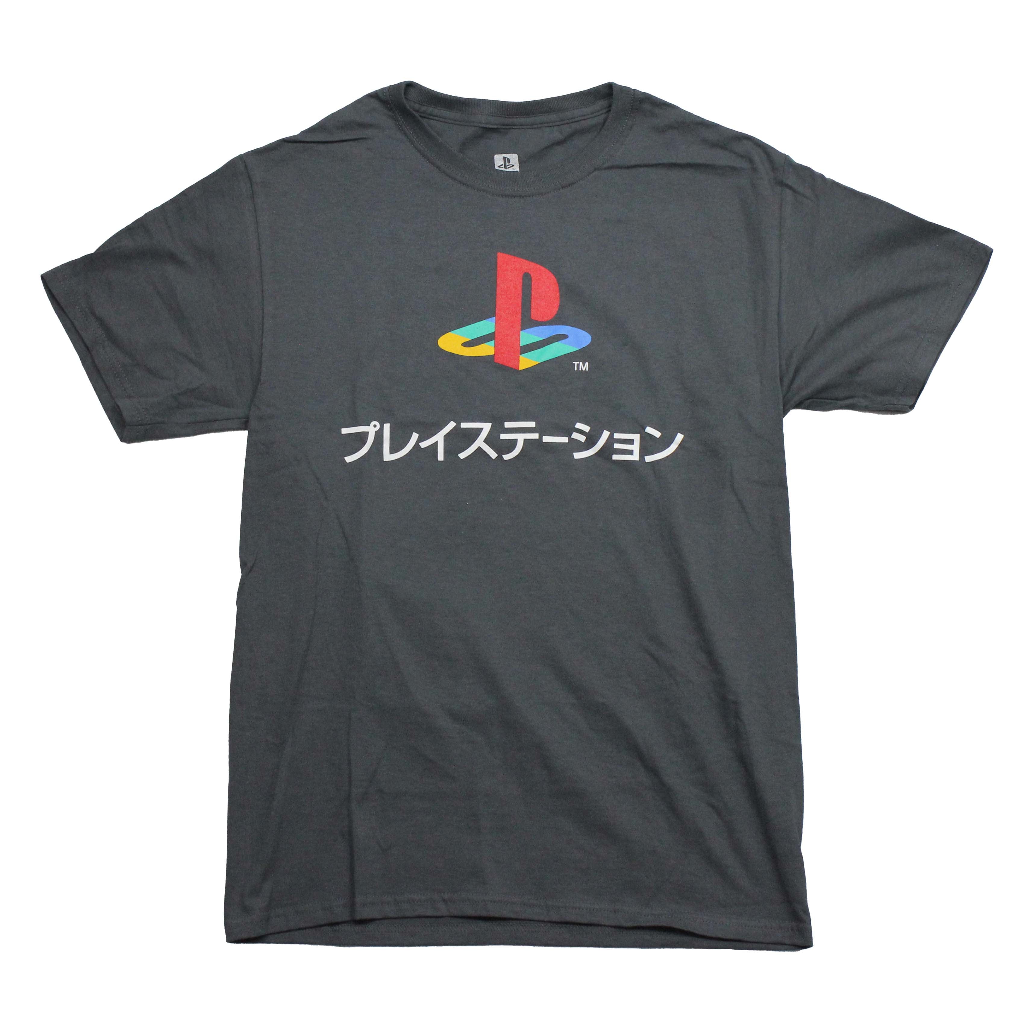 Playstation Mens T-Shirt -Logo over White Kanji