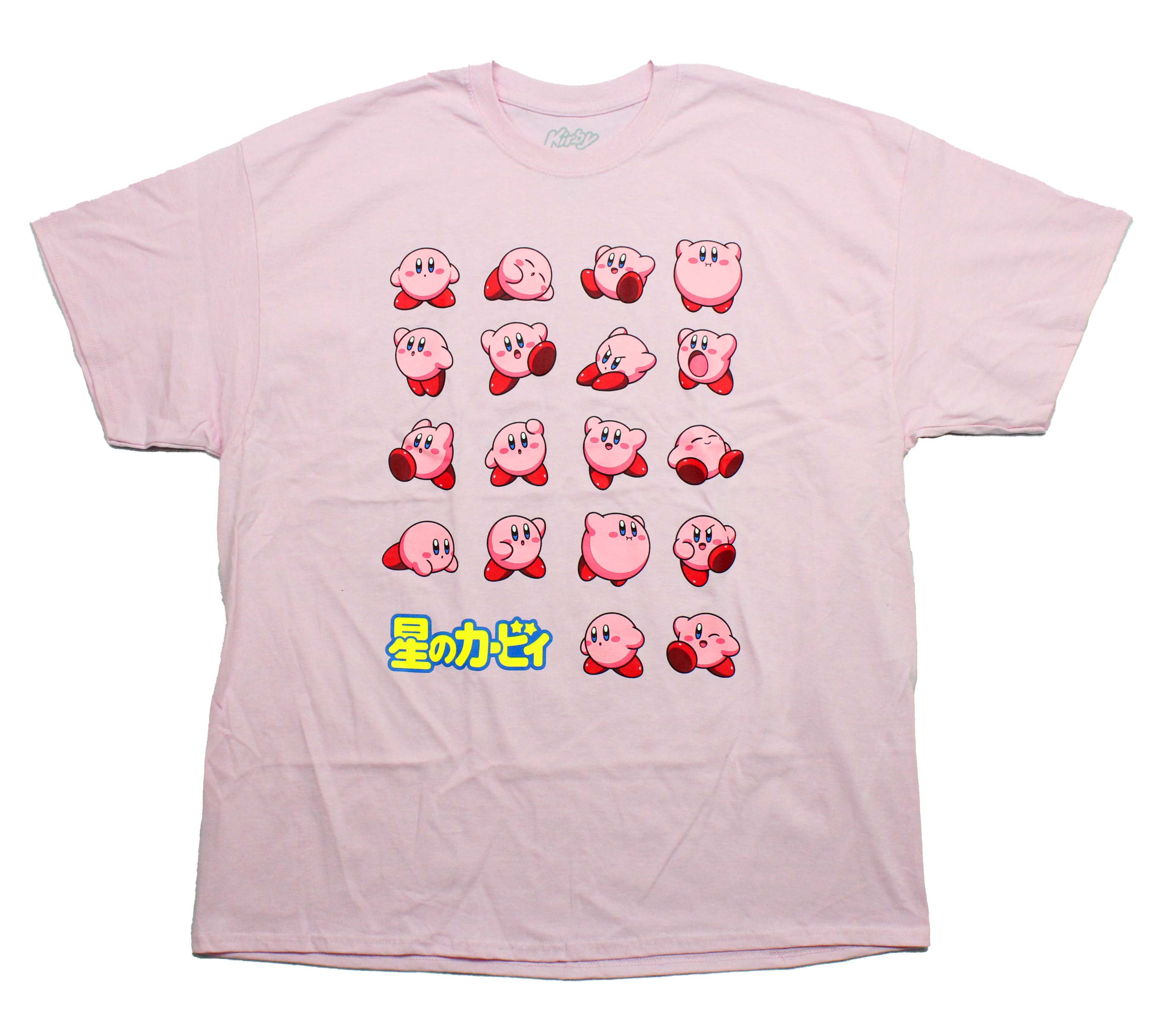 Kirby Mens T-Shirt -Just Kirby Motion Lineup with Kanji
