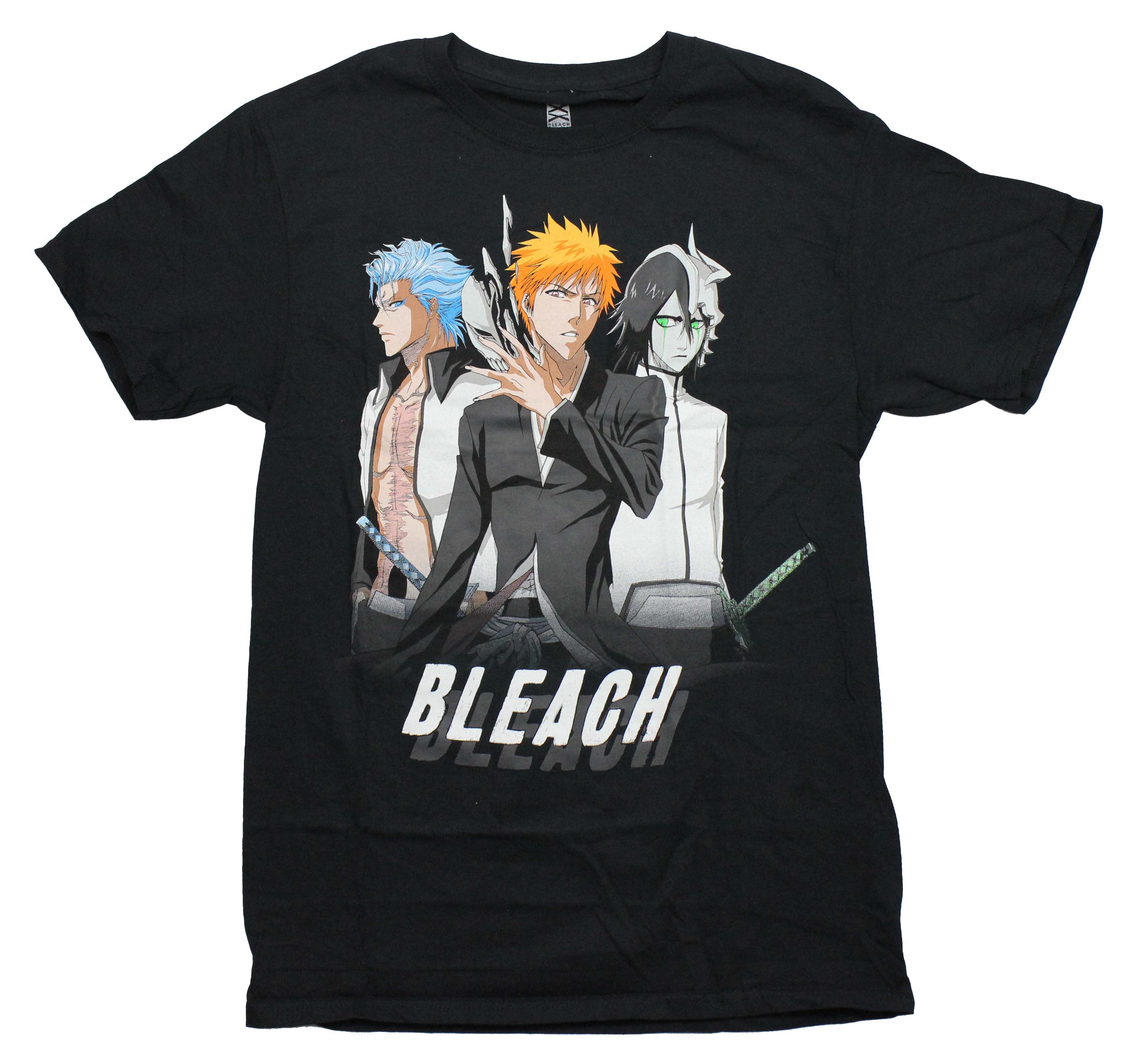 Bleach Mens T-Shirt - Ichigo Grimjaw Ulquiorra Trio over Name