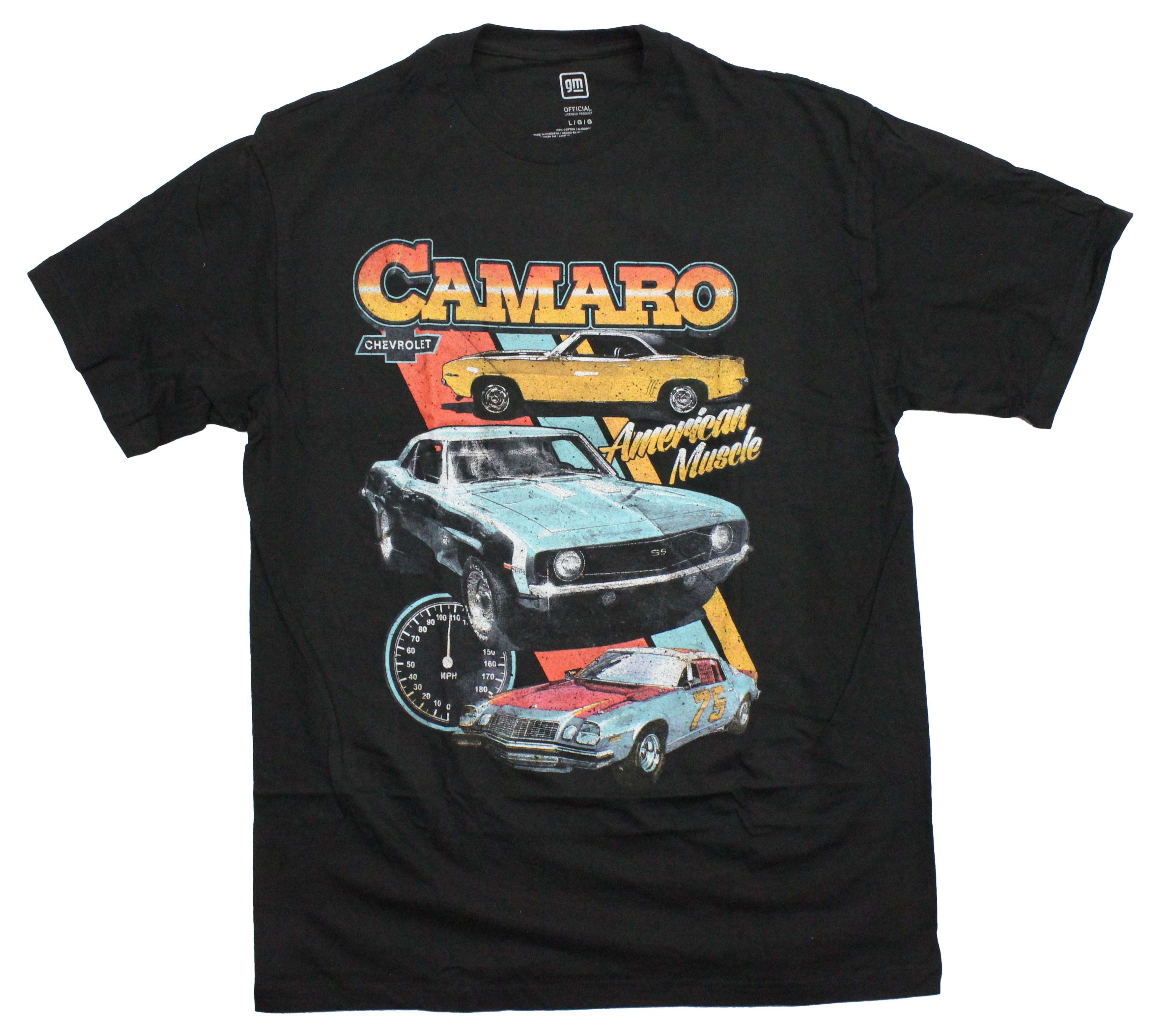 Camaro Mens T-Shirt - Trio of American Muscle Car Image