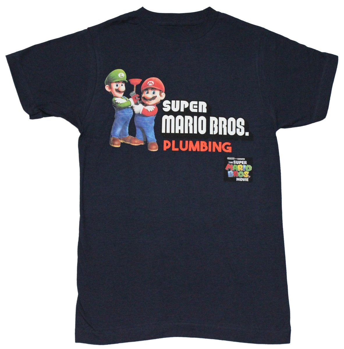 Super Mario Brothers Mens T-Shirt -  The Movie  Plumbing Logo