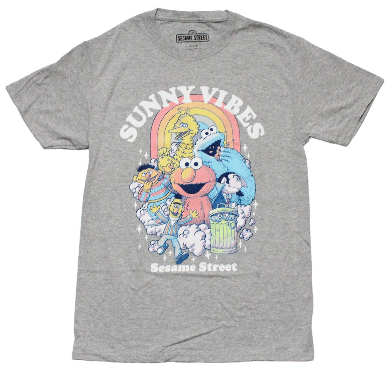 Sesame Street Mens T-Shirt - Sunny Vibes Entire Cast Image