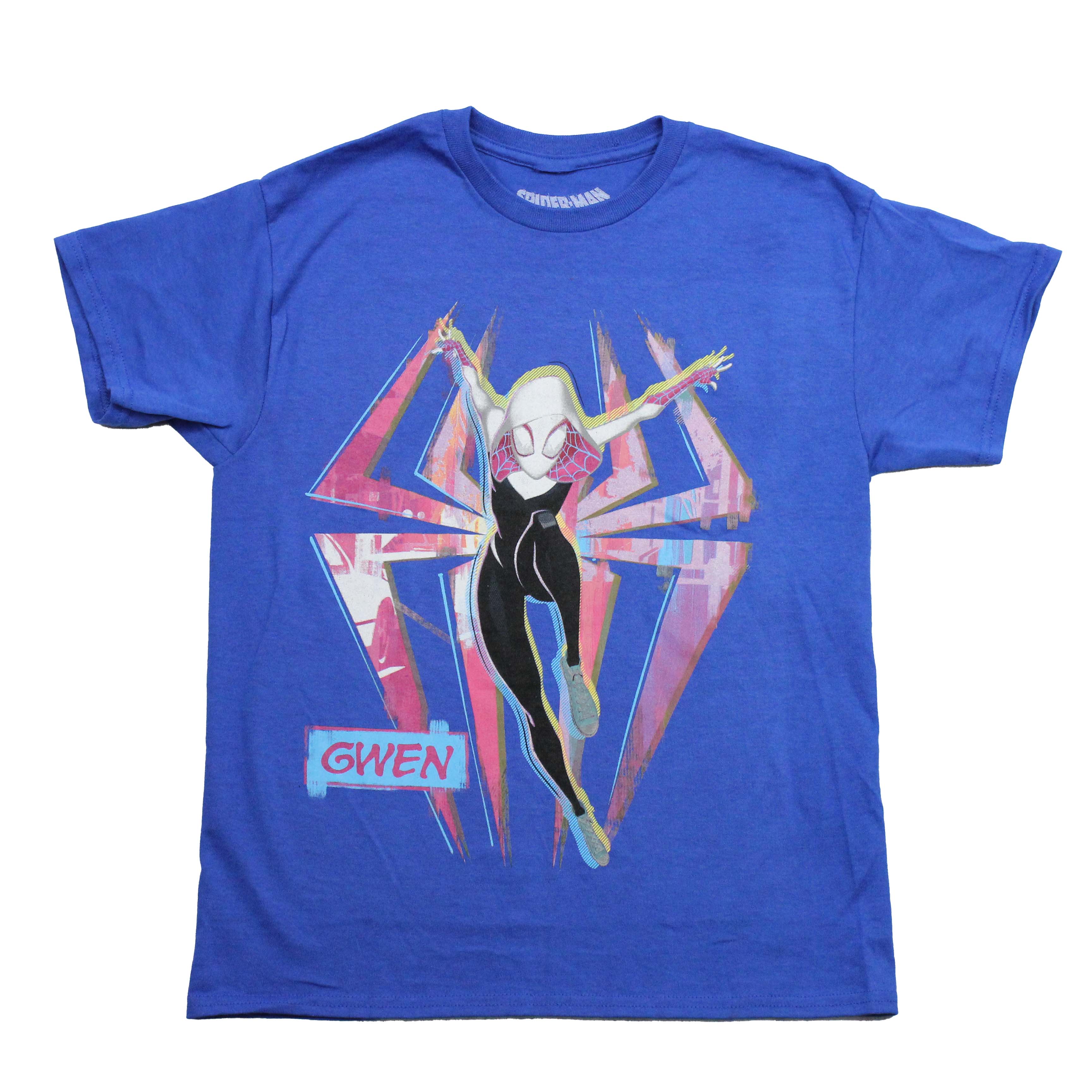 Spider-Man Across the Spider-Verse Mens T-Shirt - Gwen Outstretch Pink Logo