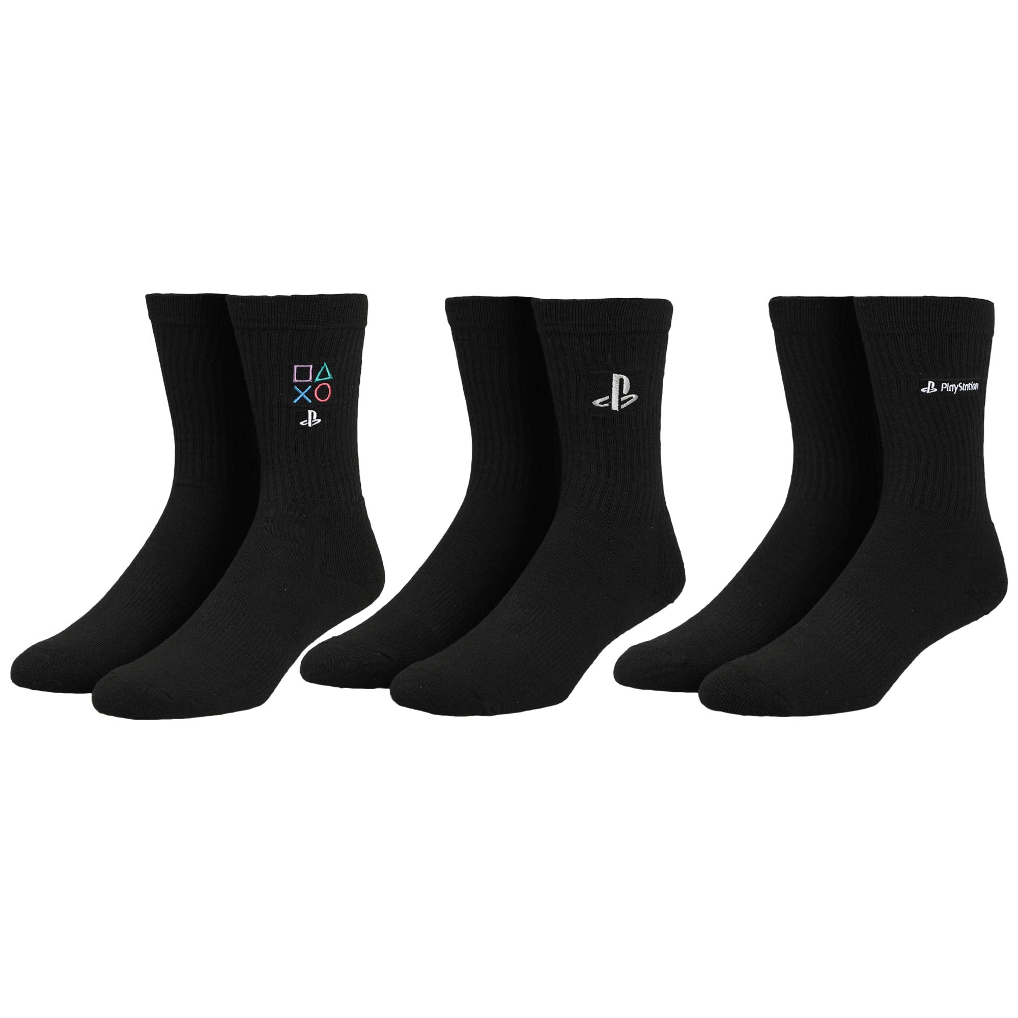 Sony PlayStation Embroidered Symbols Crew Socks (3-Pack)