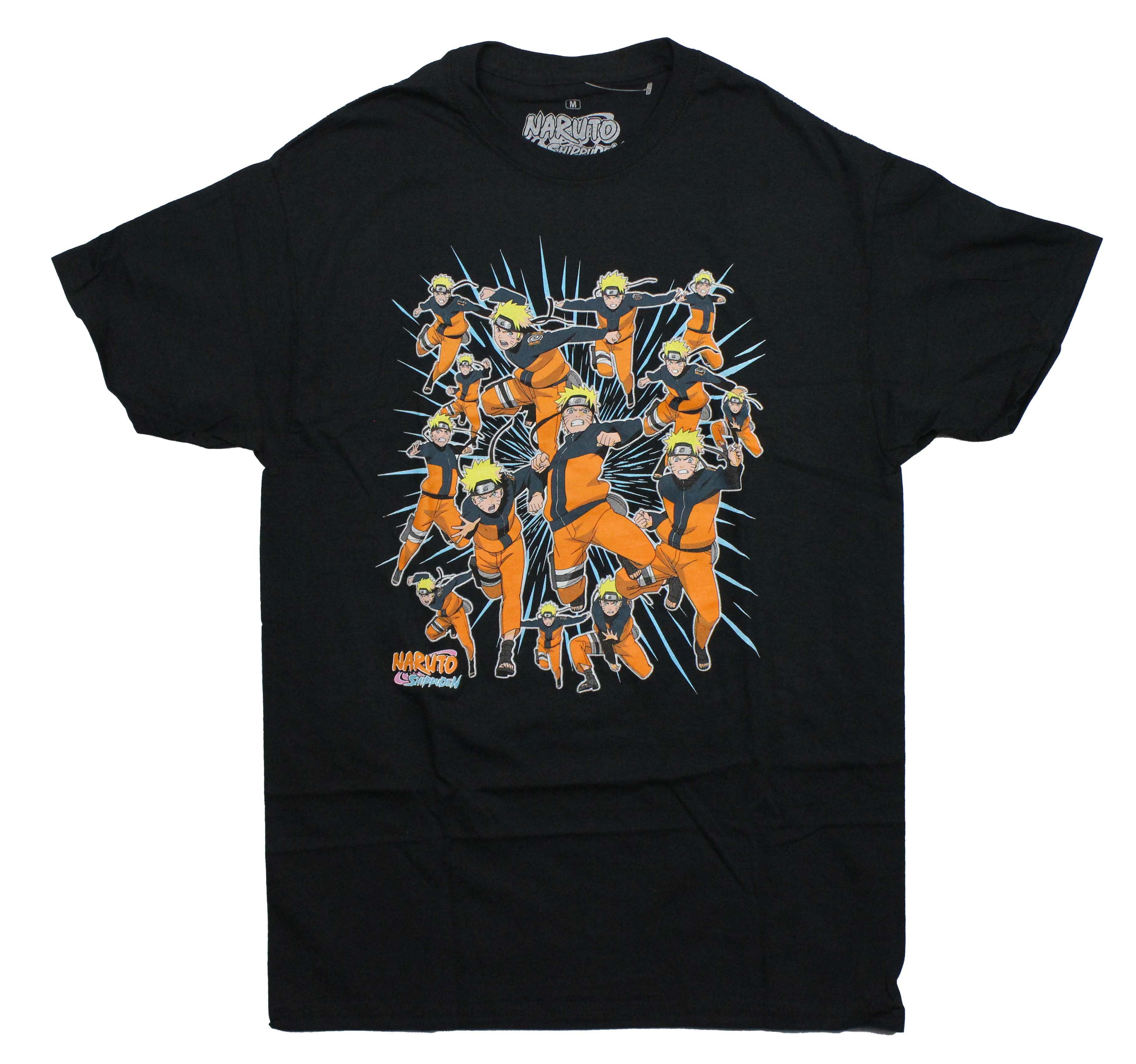Naruto Shippuden Mens T-Shirt - Multiple Naruto Fighting Moves