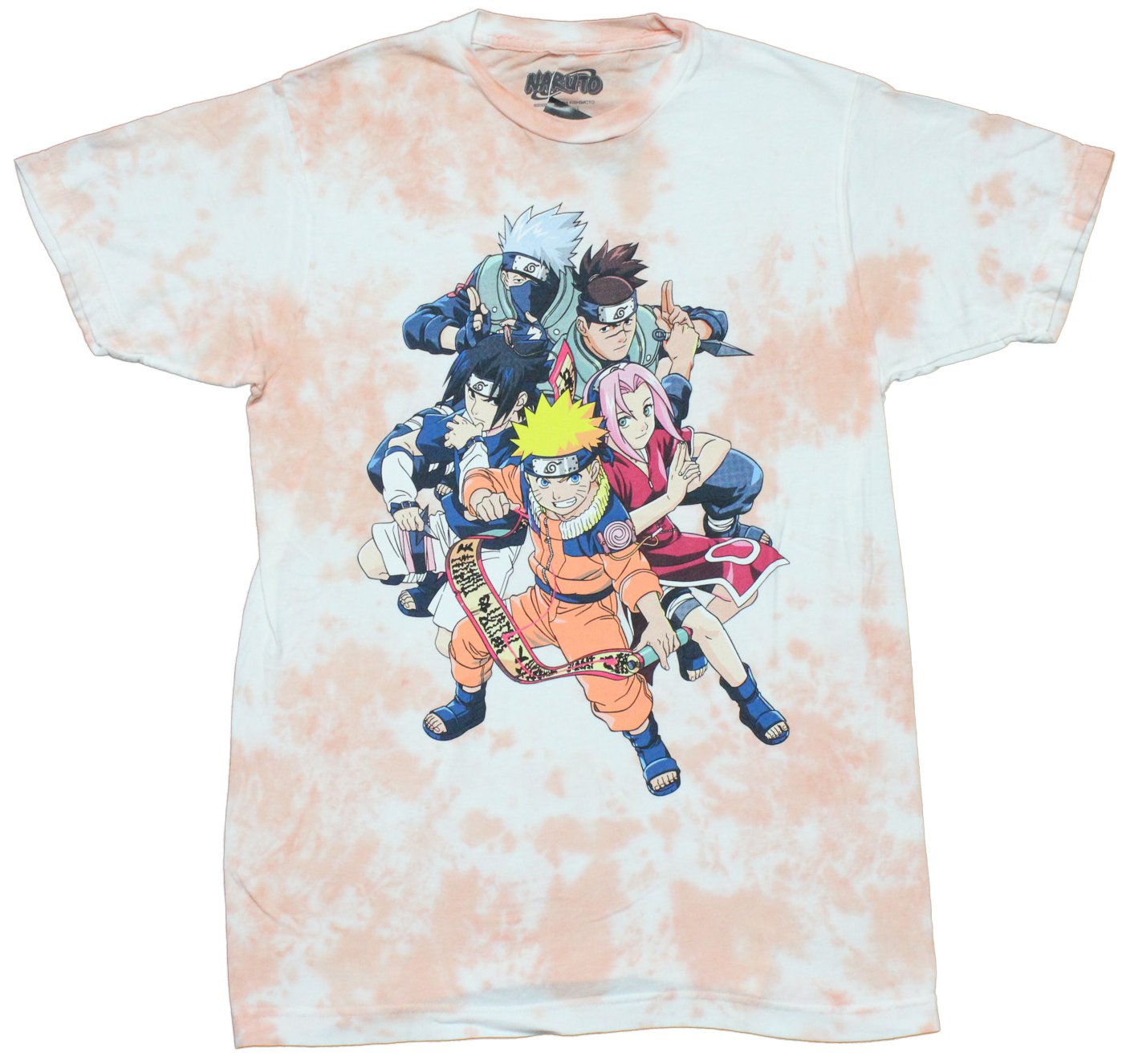 Naruto Shippuden Mens T-Shirt - Large Cast In Fighting Stance Tie Dye