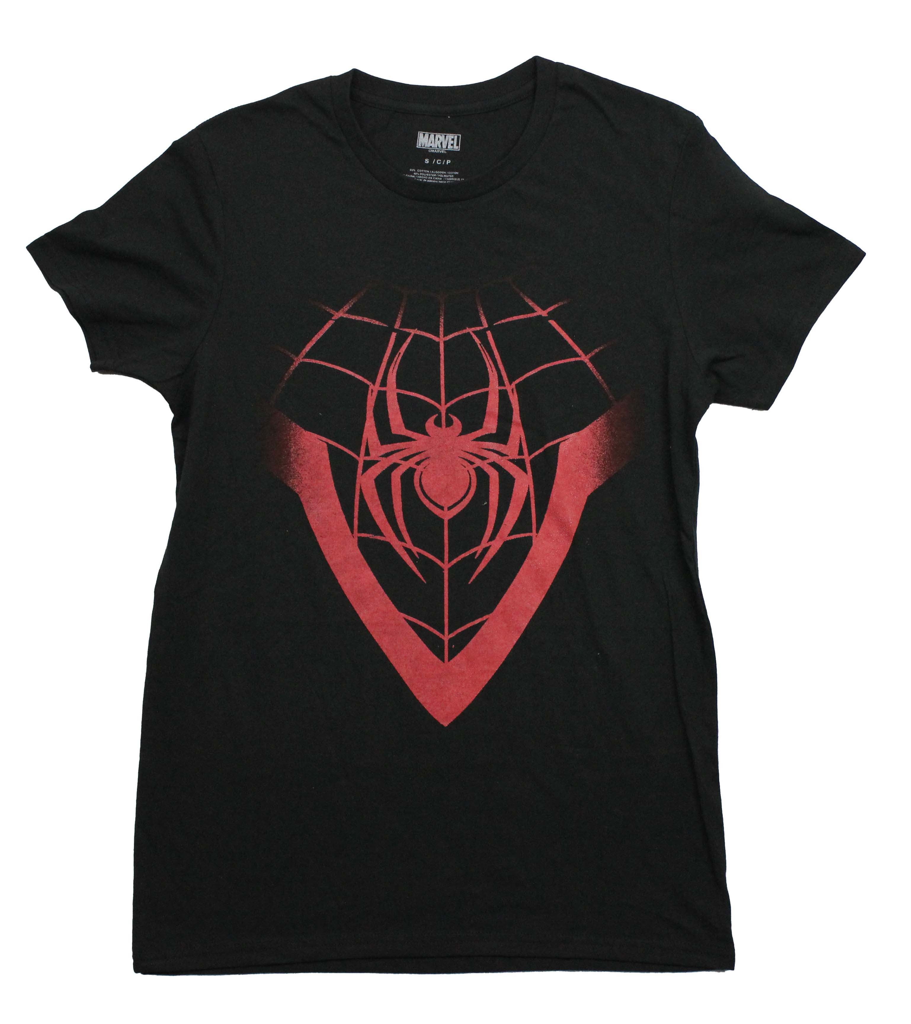 Spider-Man Mens T-Shirt - Triangle Miles Morales Spider Web Logo