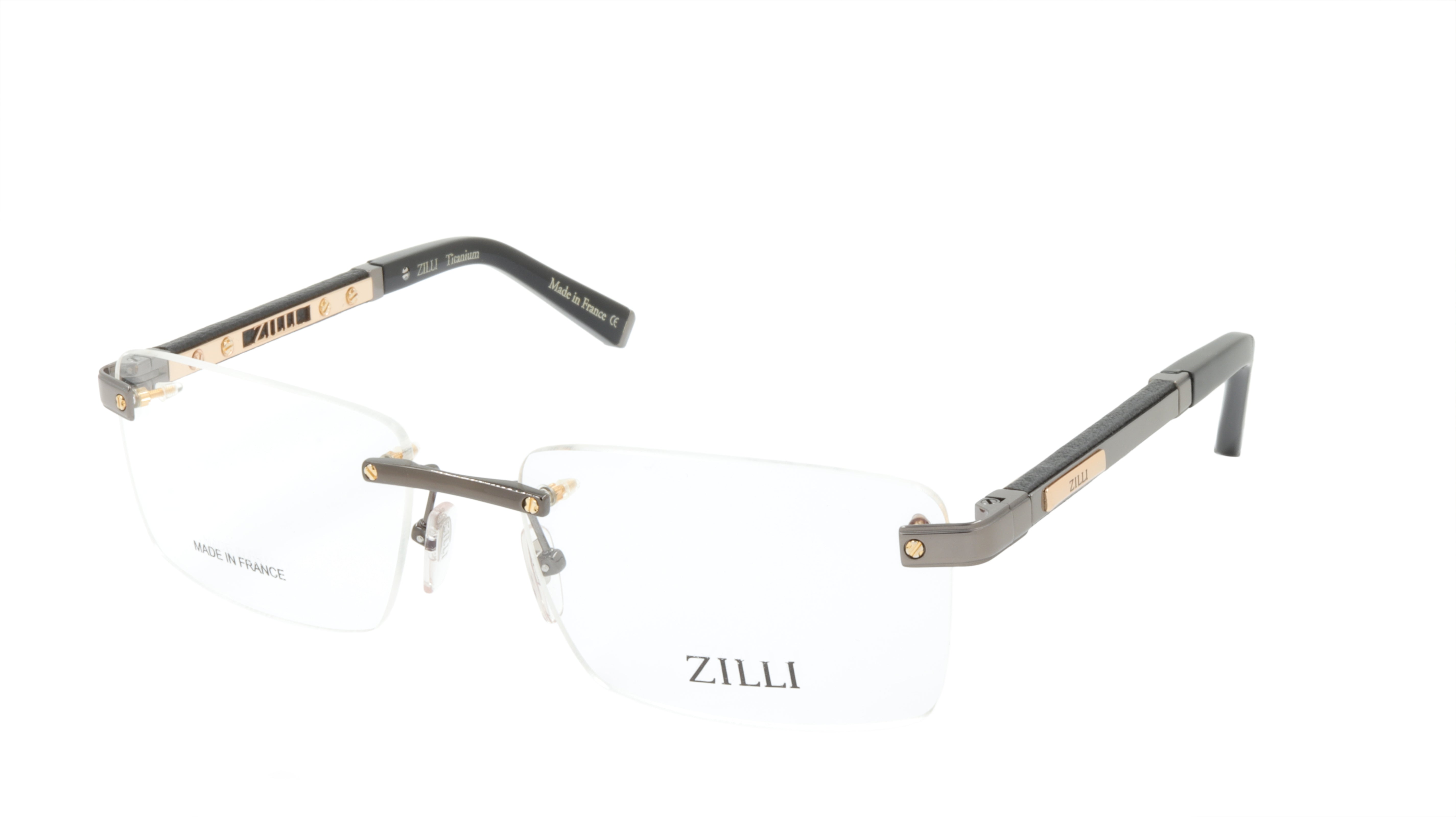 ZILLI Eyeglasses Frame Titanium Acetate Leather France Made ZI 60012 C03