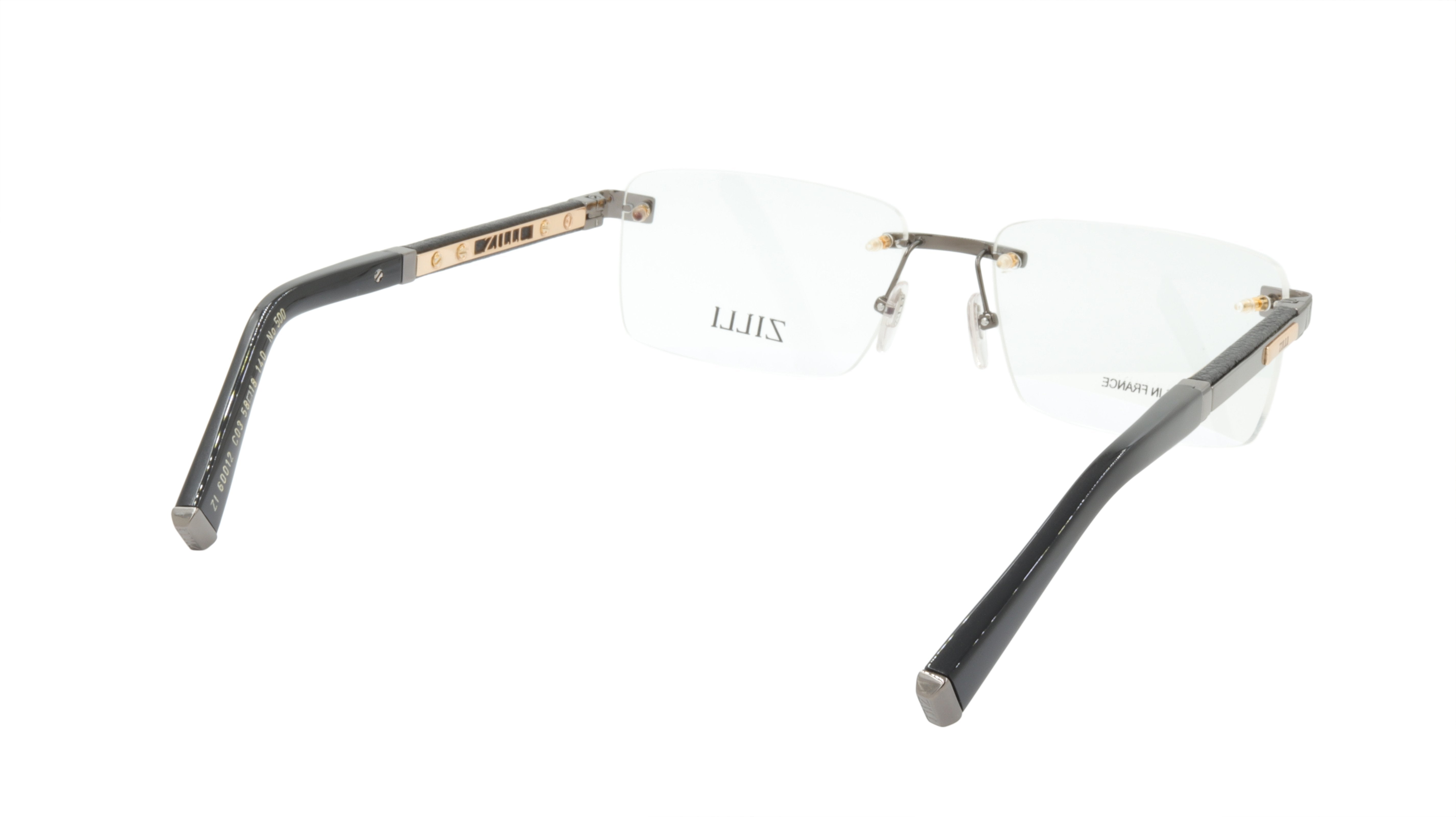 ZILLI Eyeglasses Frame Titanium Acetate Leather France Made ZI 60012 C03