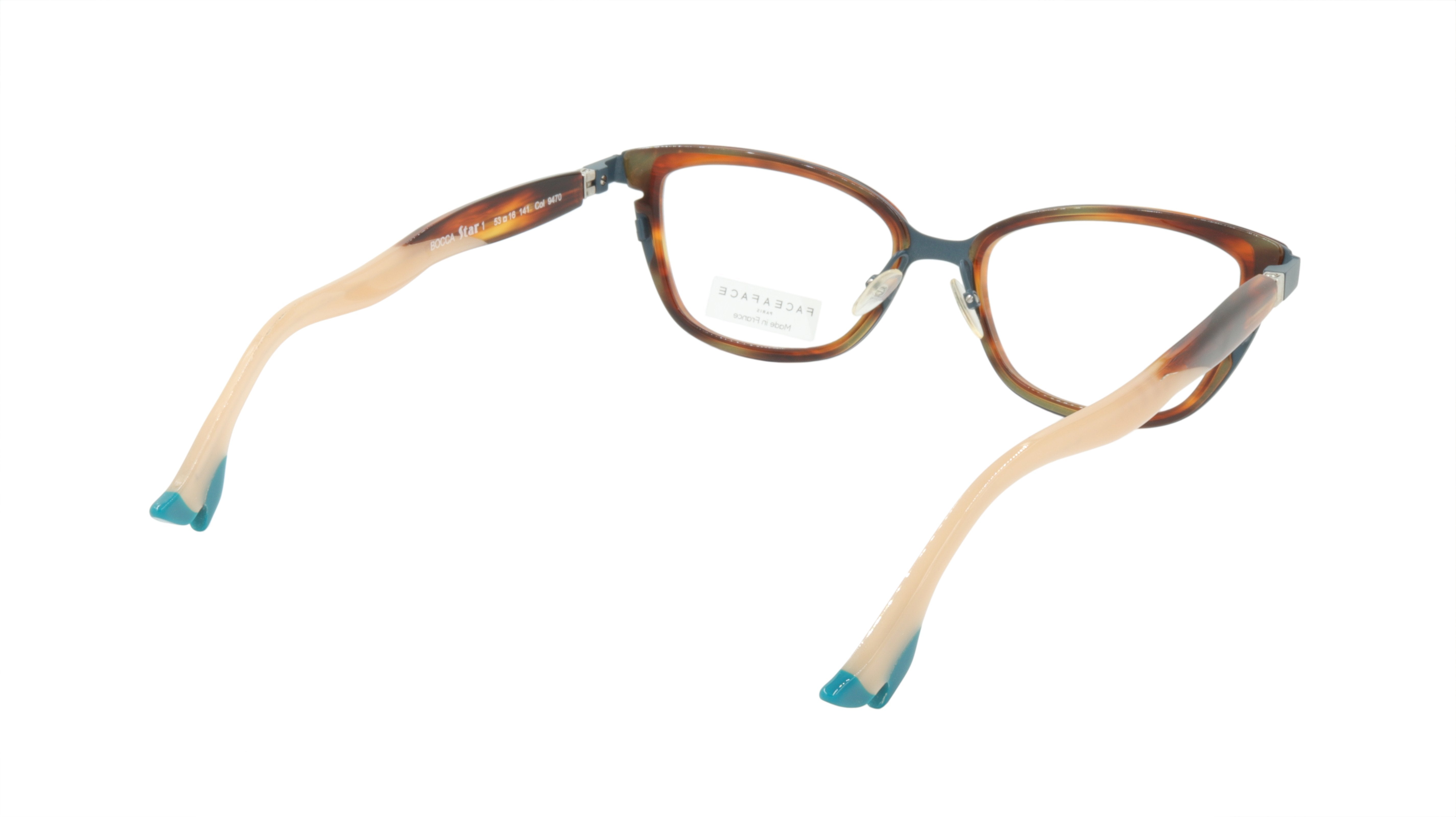 Face A Face Eyeglasses Frame BOCCA STAR 1 Col. 9470 Acetate Blue Grey Brown Horn