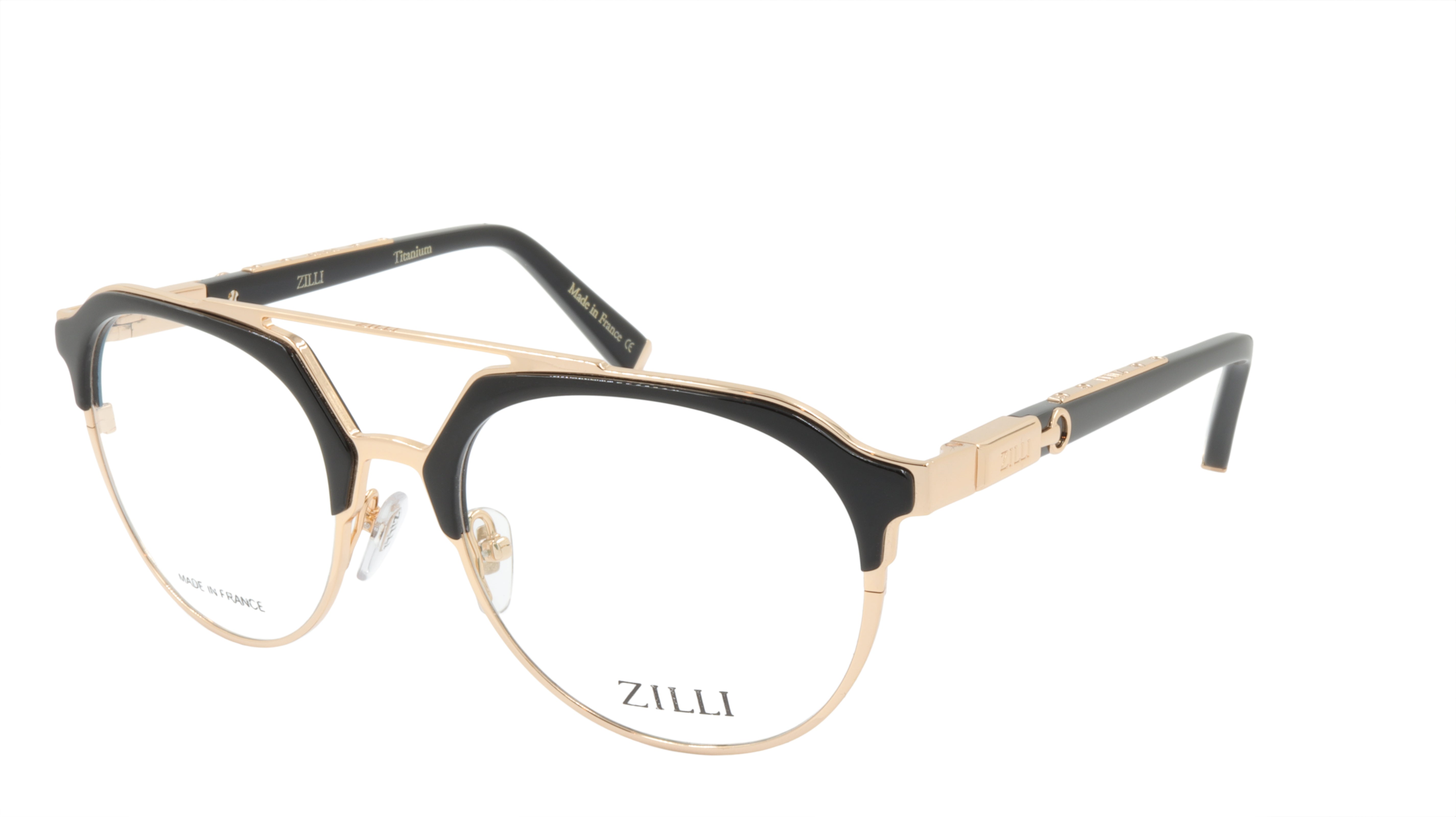 ZILLI Eyeglasses Frame Titanium Acetate Leather France Made ZI 60023 C01