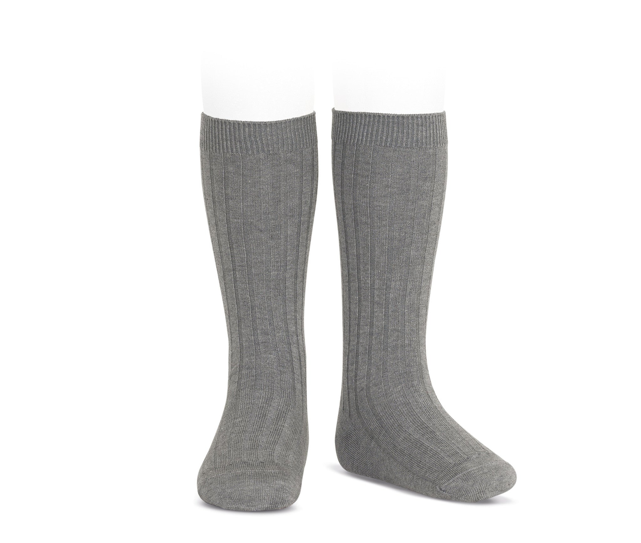 Ribbed Knee Socks - Grey
