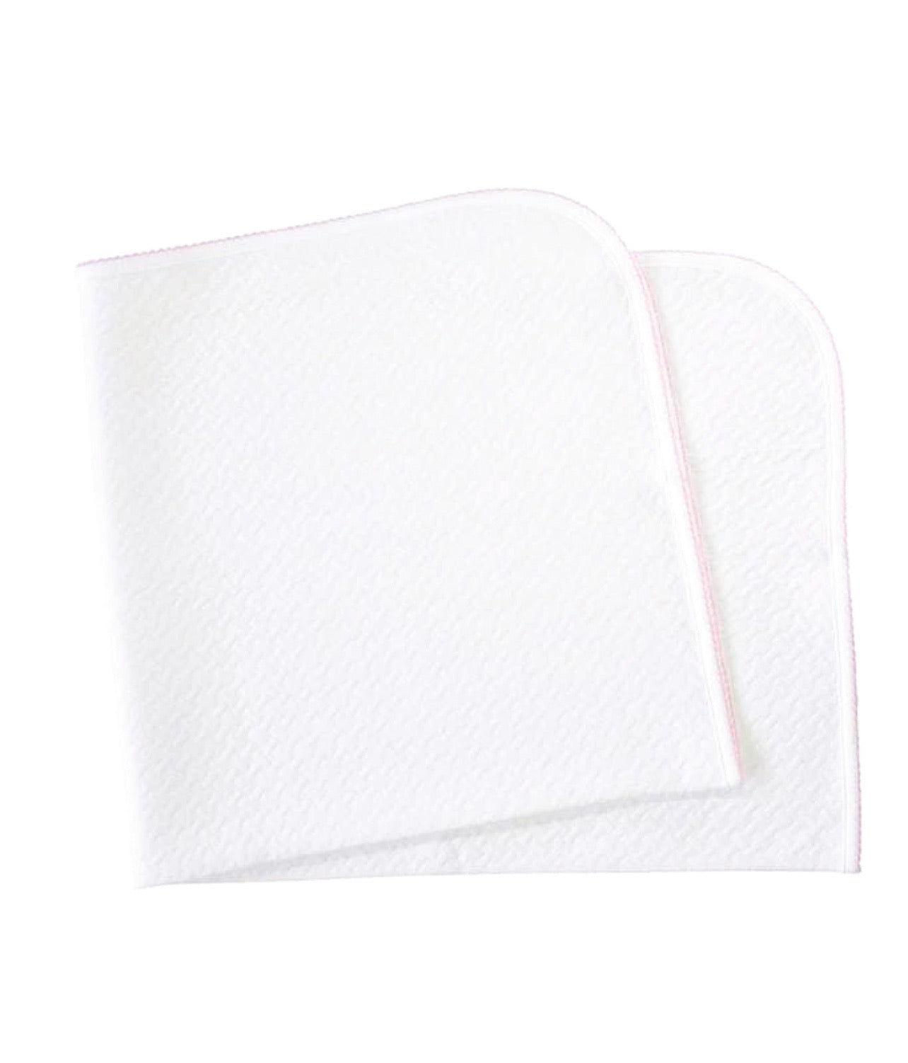 Quilted Pima Baby Blanket: White/Pink