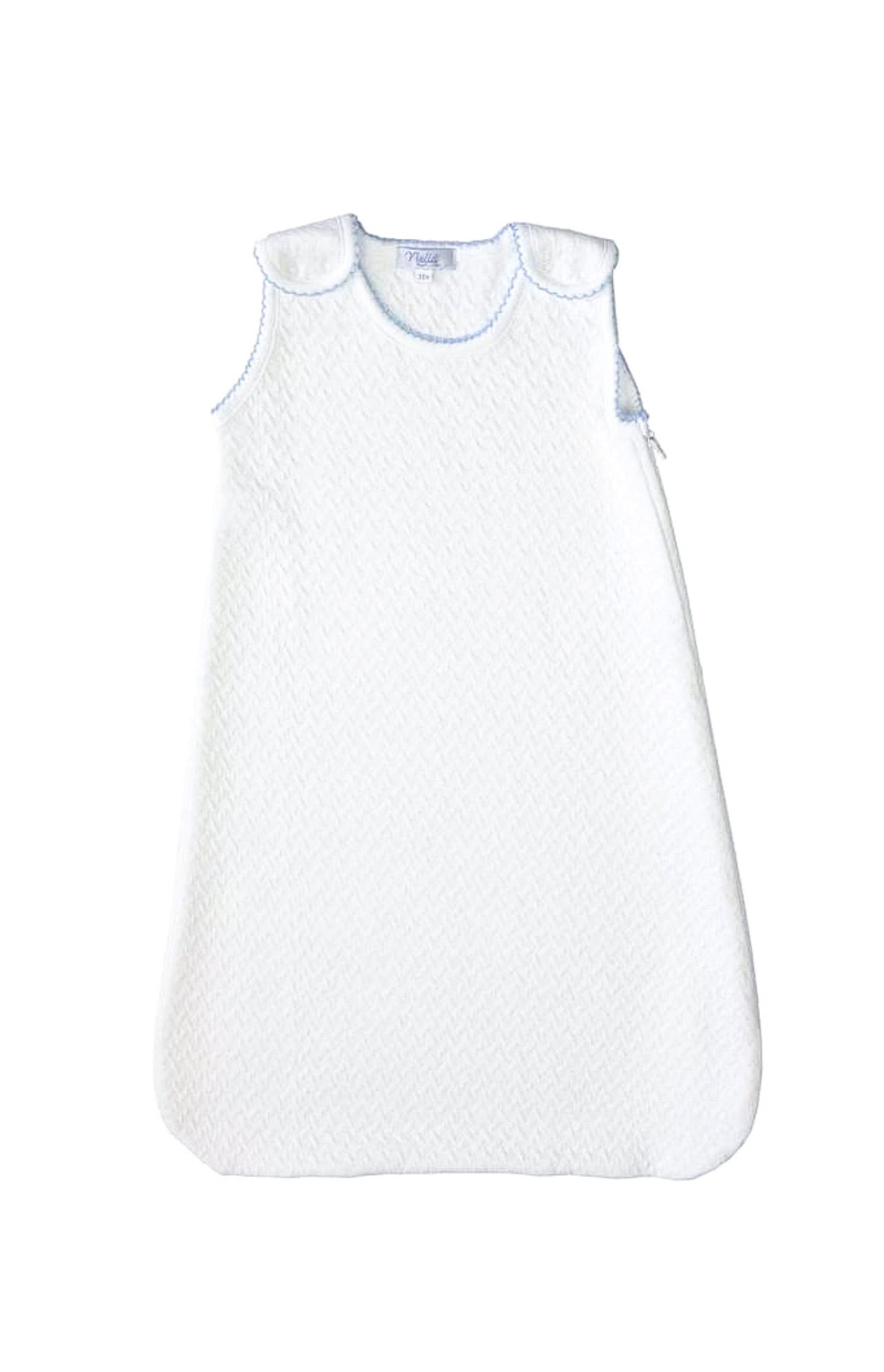 Quilted Pima Baby Sack: White/Blue