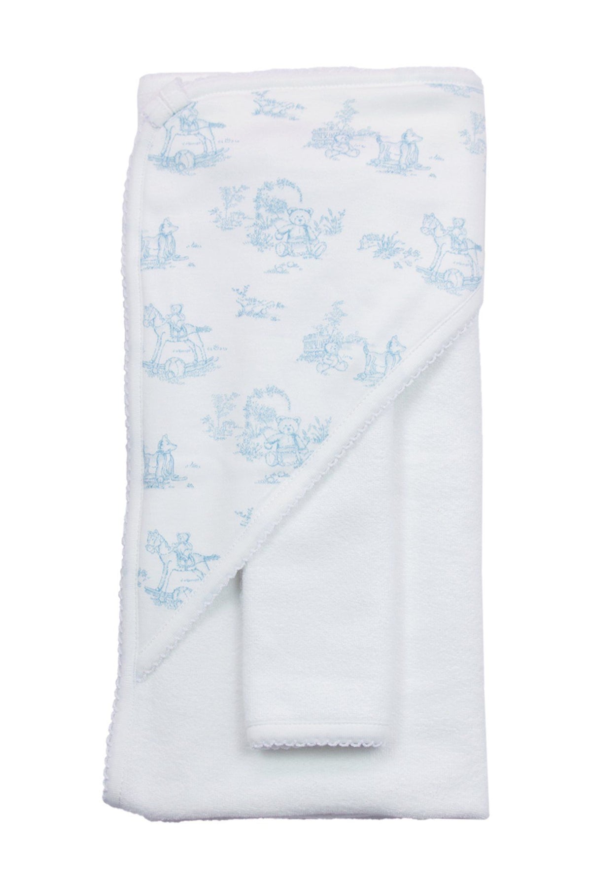 Toile Baby Hooded Towel: Blue Teddy Bears