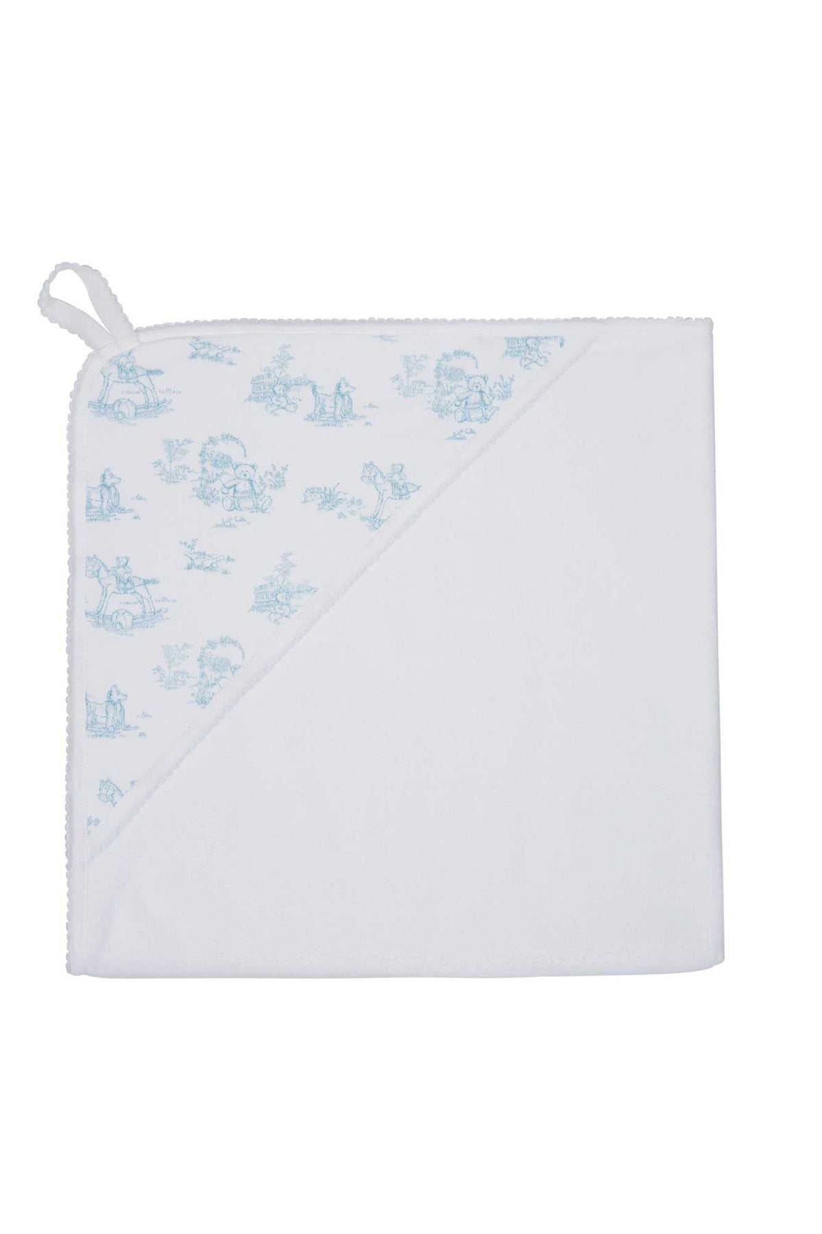 Toile Baby Hooded Towel: Blue Teddy Bears