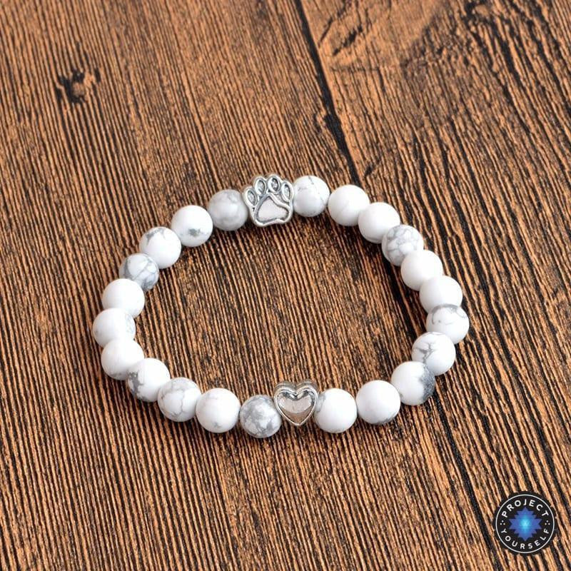 Natural White Turquoise Chakra Bracelet for Pet Lovers