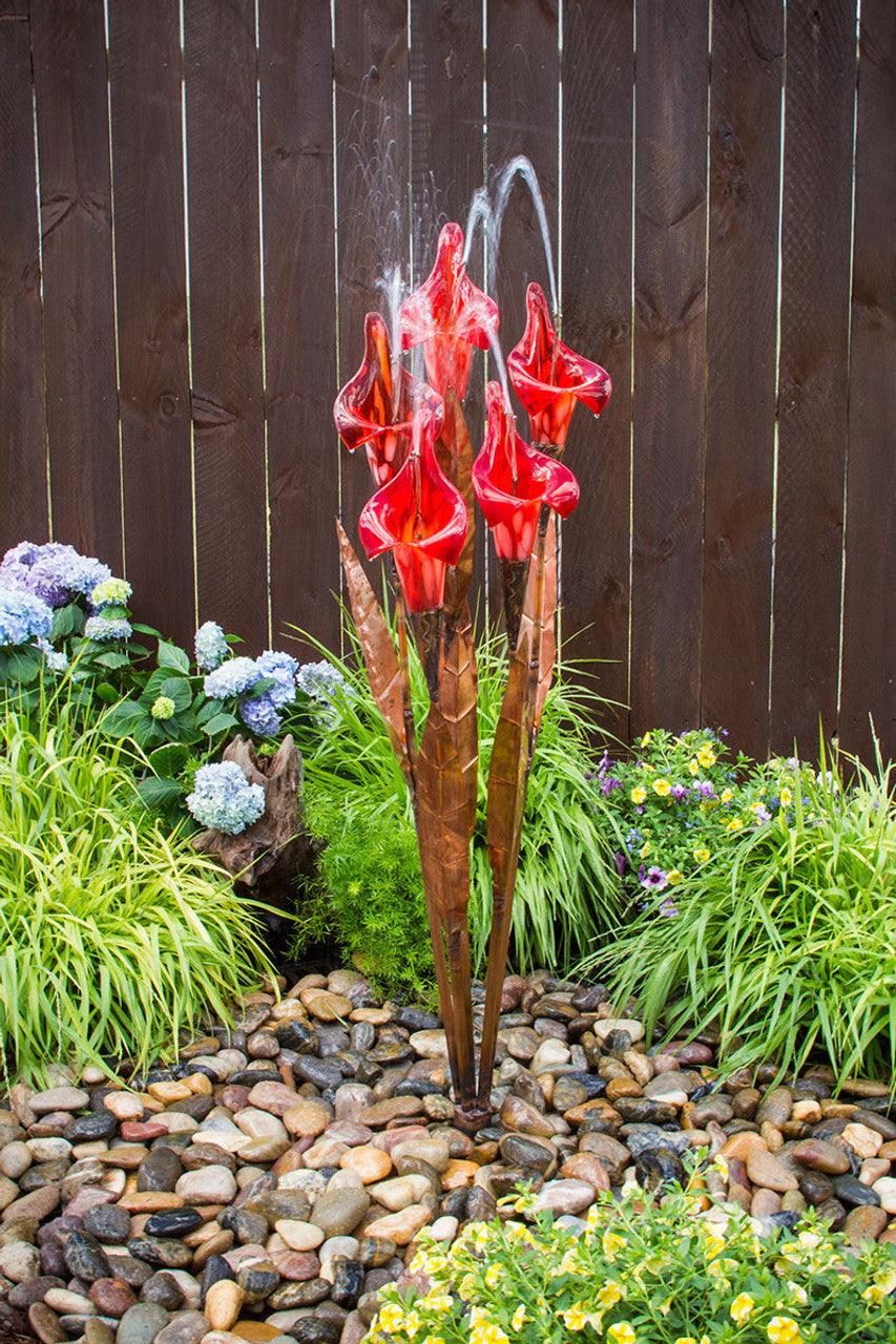 Copper Fountain Kit - Red Iris Flower