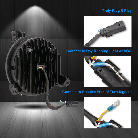 9" Halo LED Headlights with White DRL & Amber Turn Signals For 2018+ Jeep Wrangler JL And Jeep Gladiator JT