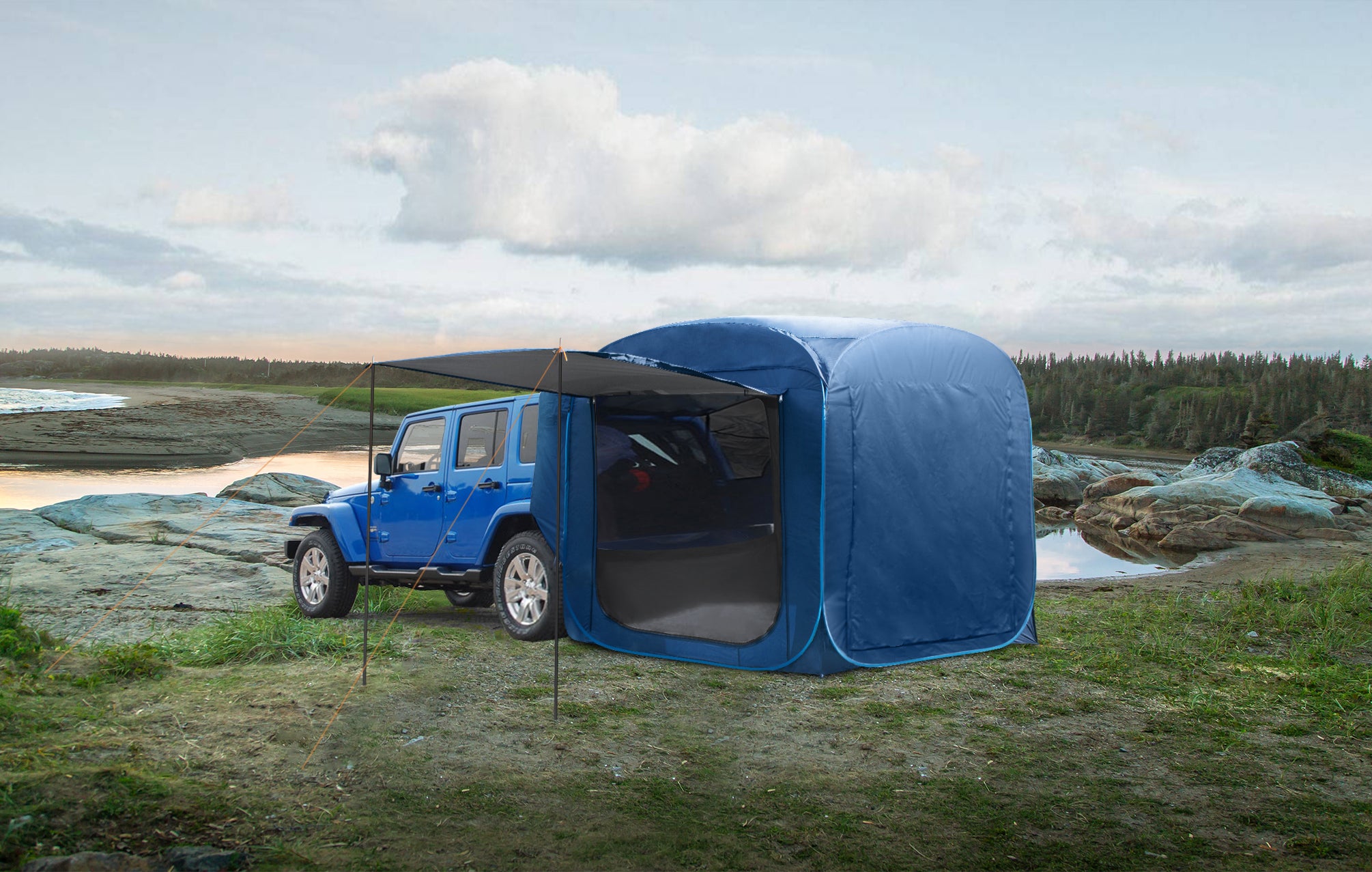 Tailgate Tent with 3 Side Shade Awning for Jeep