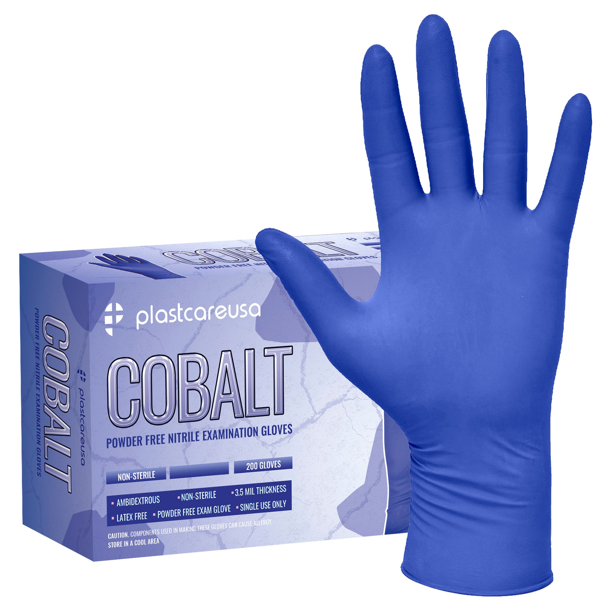 2000 PlastCare USA LARGE Cobalt-200 Indigo Blue Nitrile Exam Premium Gloves (Powder & Latex Free) (200 Gloves/Box)