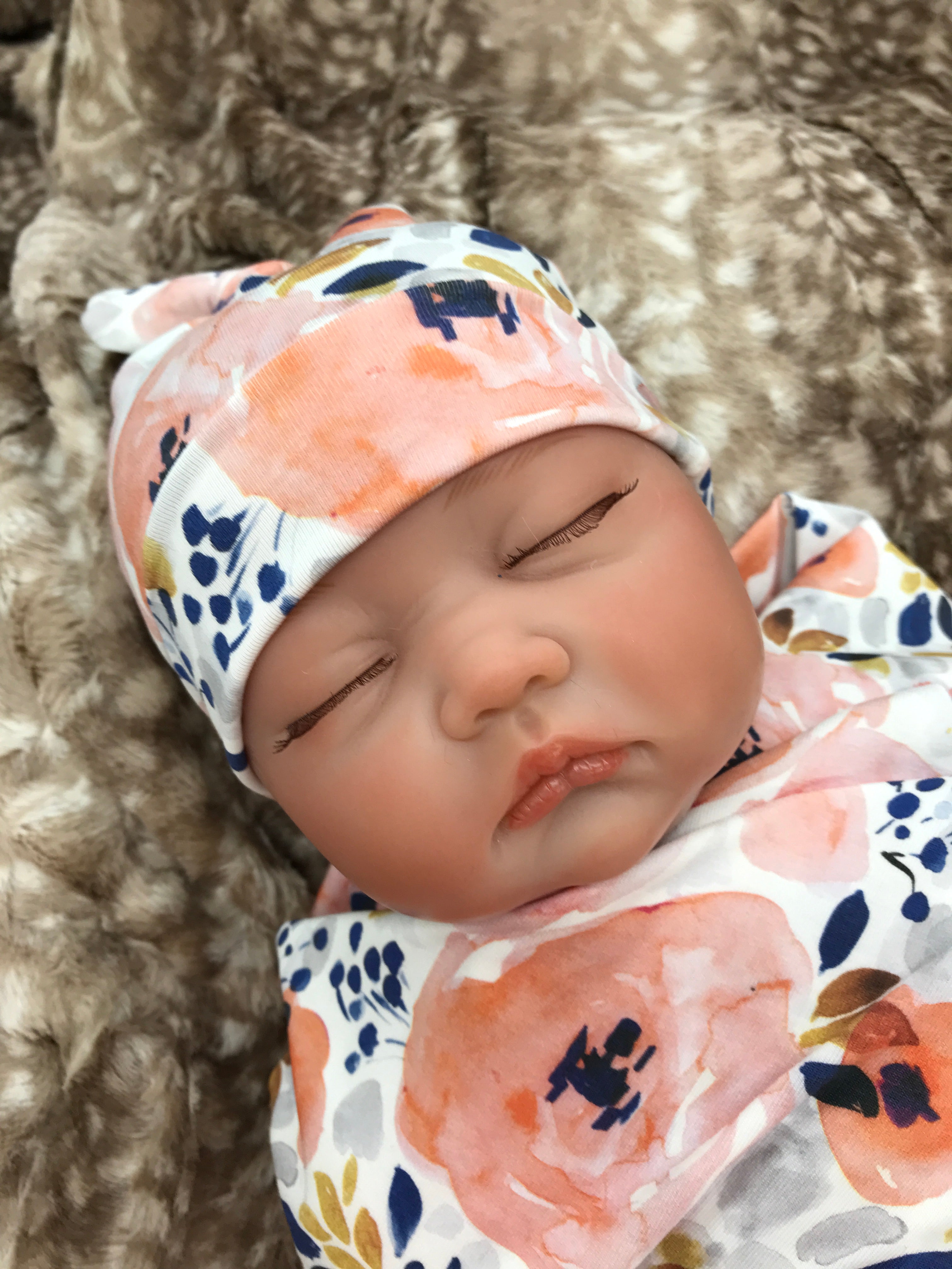 Sweet Floral Peach Infant Swaddle Blanket