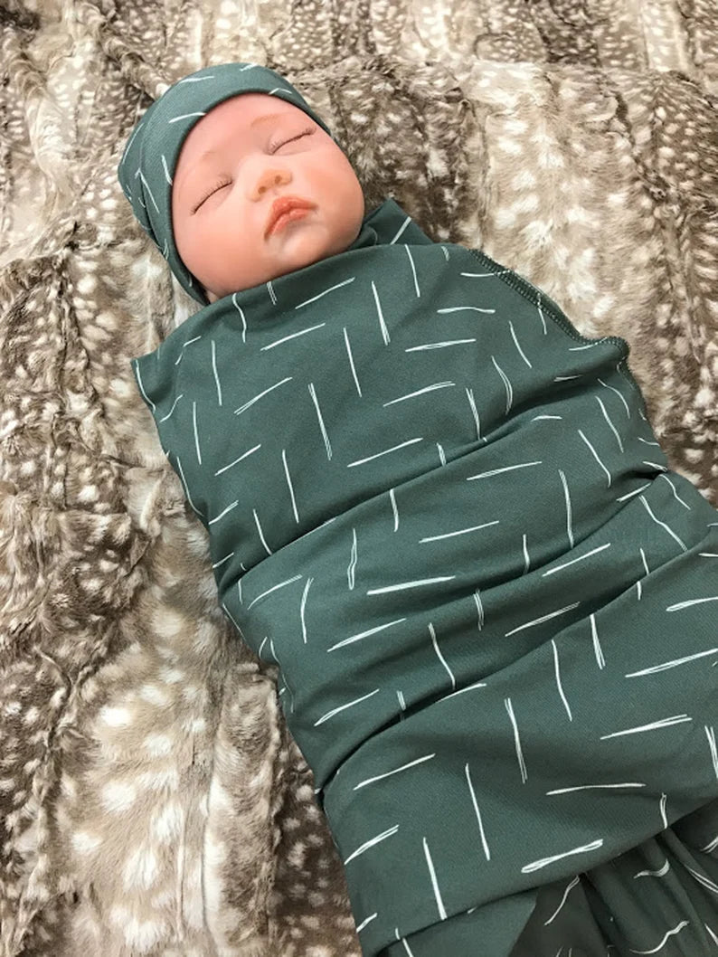 Hunter Green Chevron Infant Swaddle Blanket