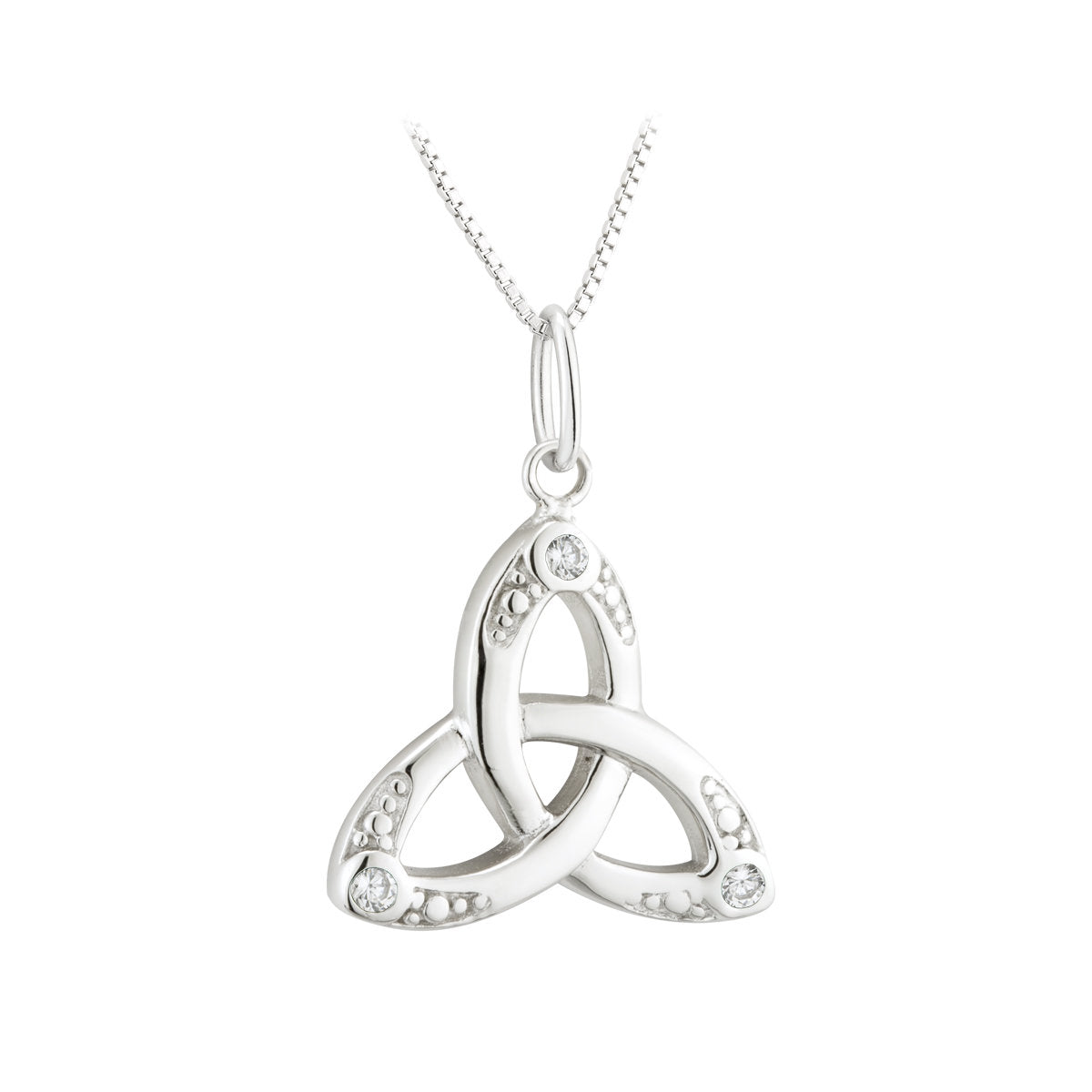 Sterling Silver Trinity Knot Necklace with Crystals