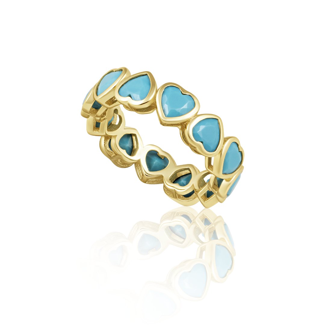 Bezel Heart Ring Turquoise