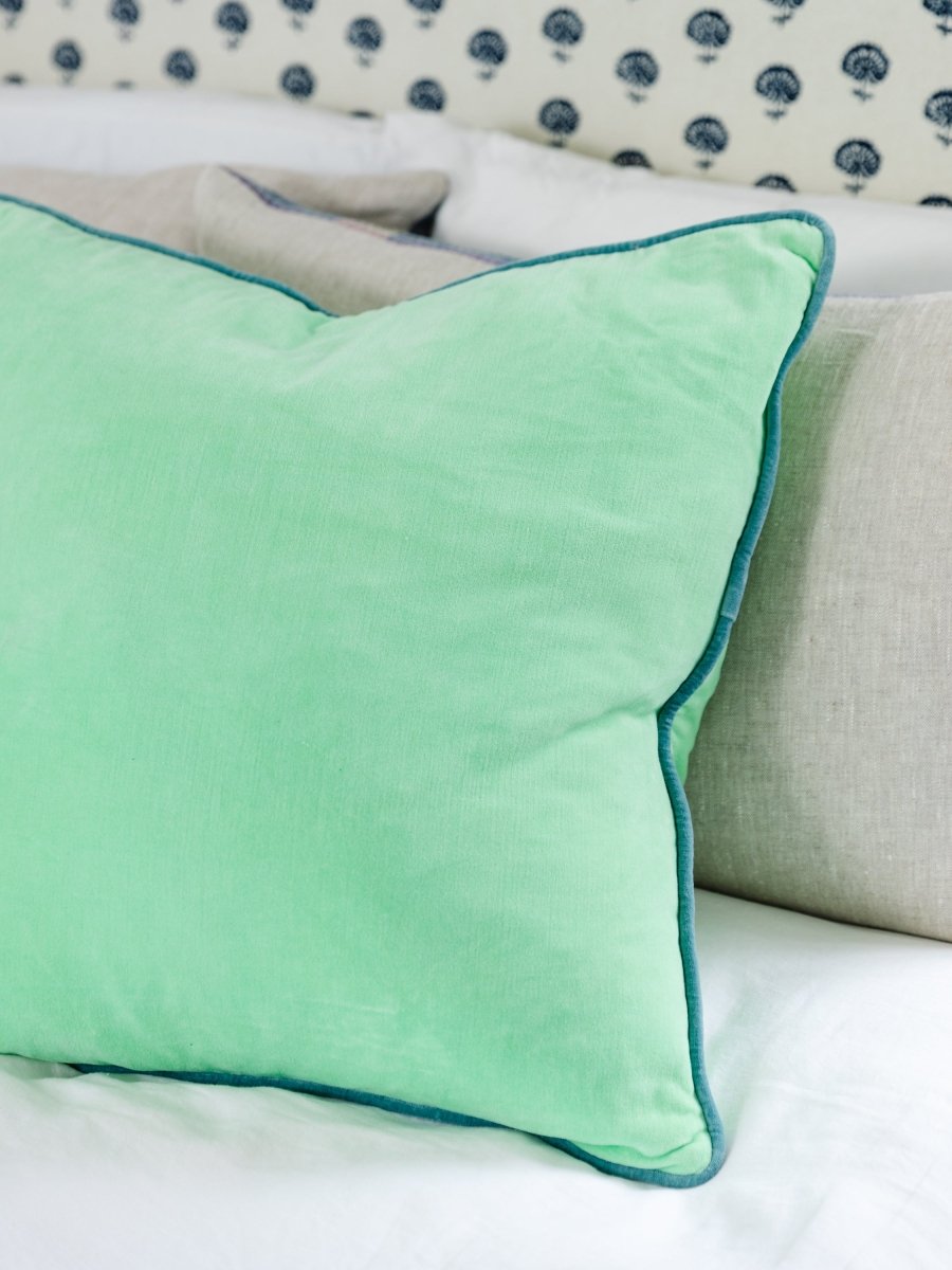 Charliss Velvet Pillow | Mint + Aqua