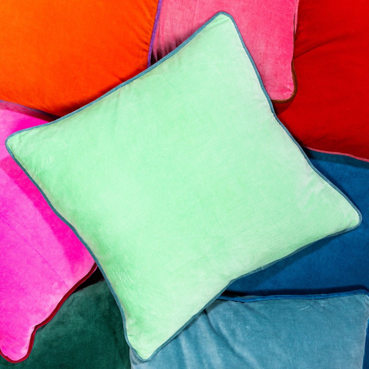 Charliss Velvet Pillow | Mint + Aqua