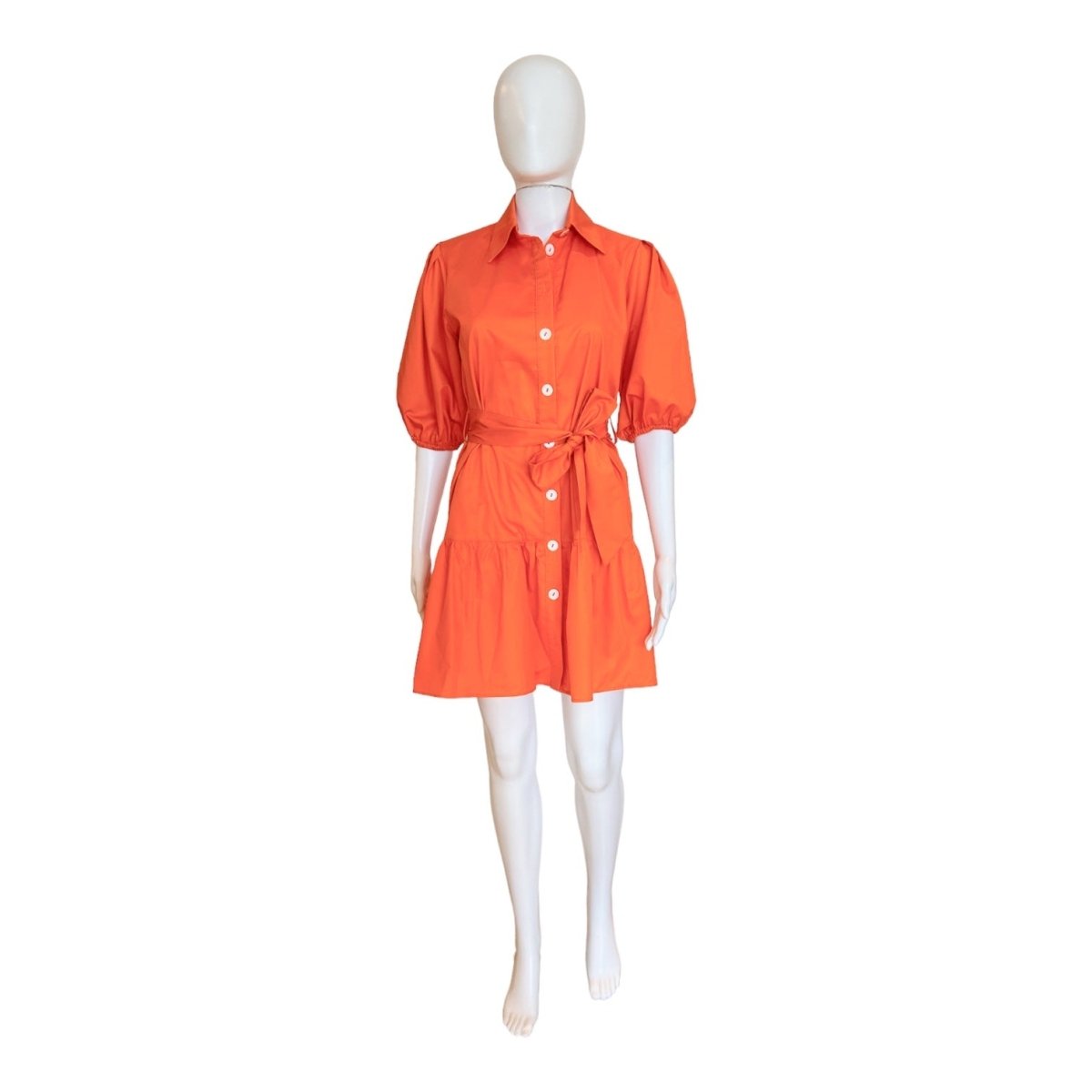 Cosmos Puff Sleeve Shirtdress | Orange