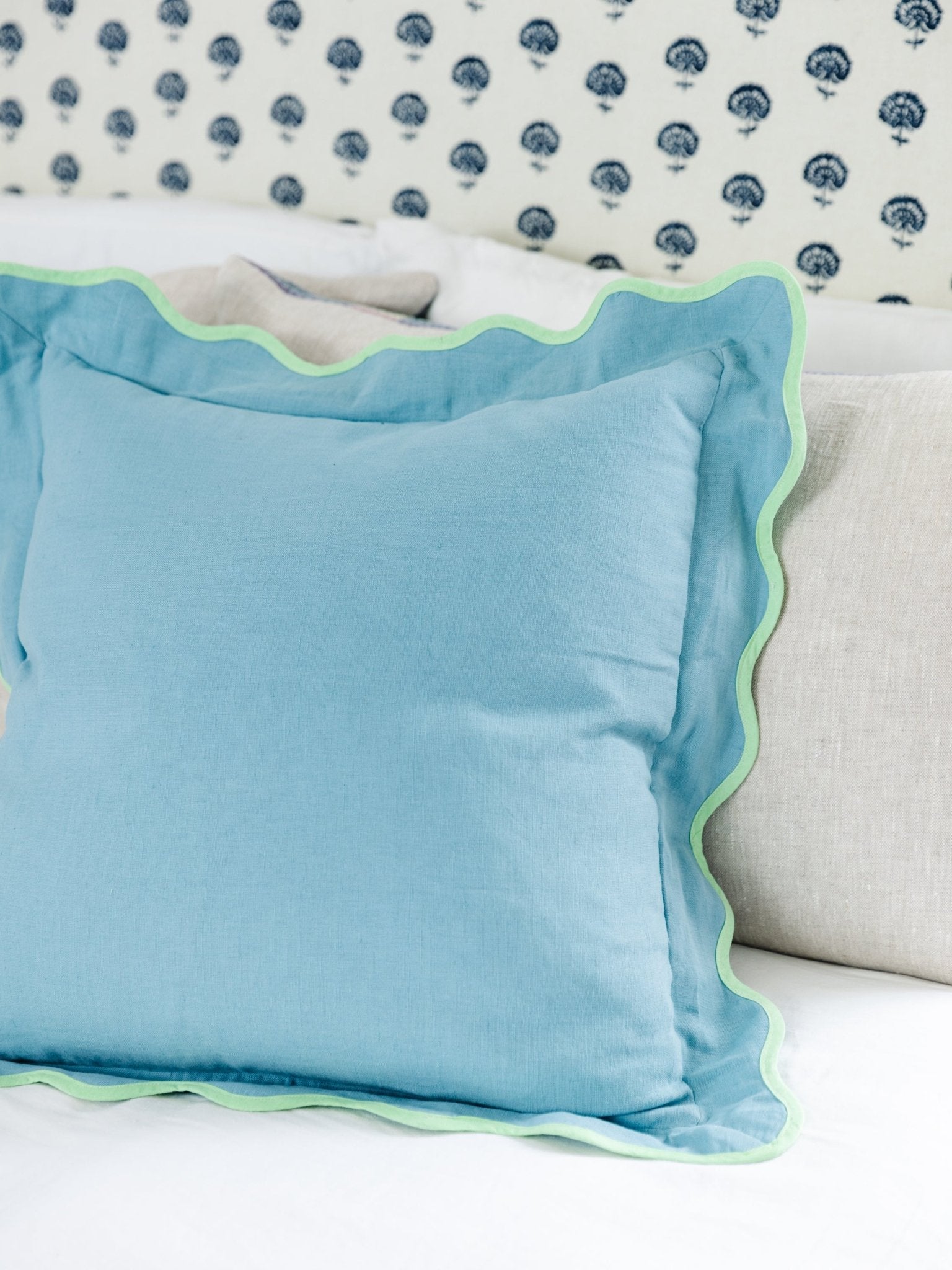 Darcy Linen Pillow | Aqua + Mint