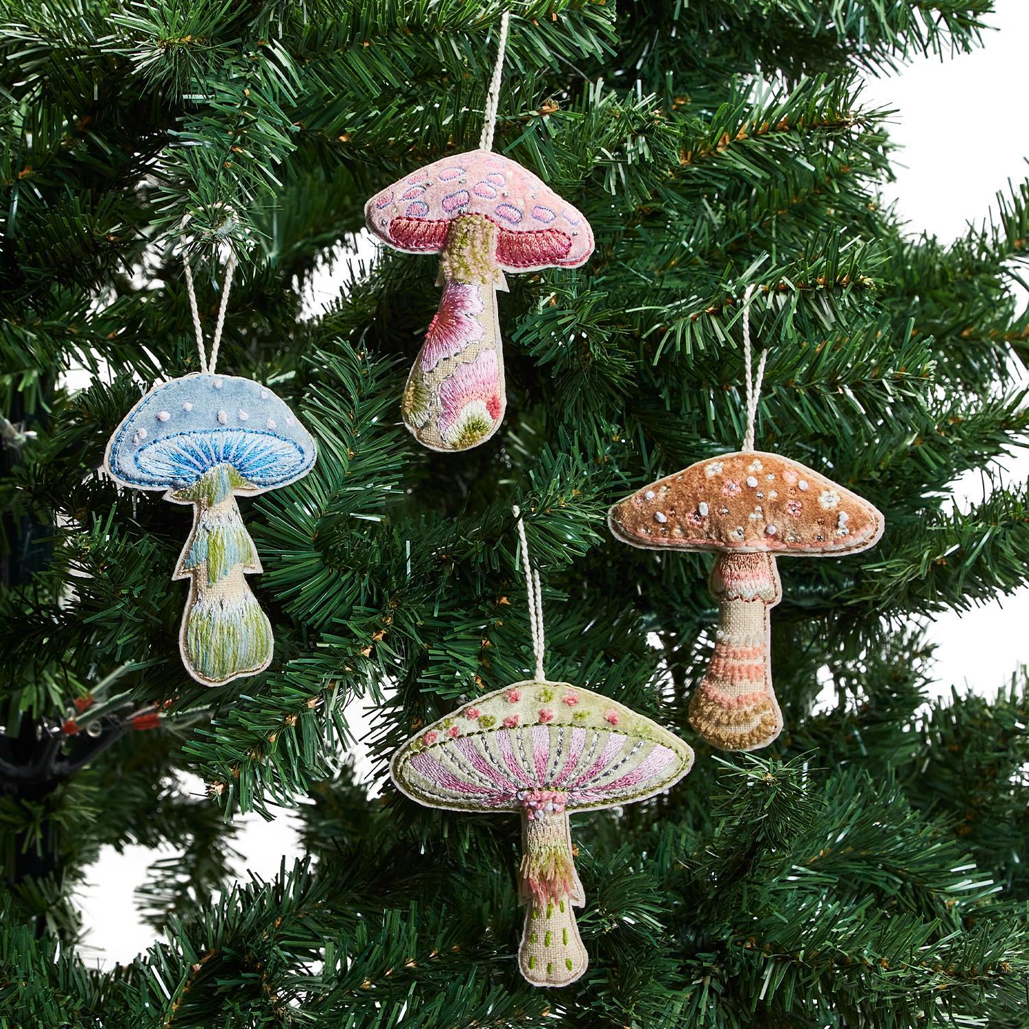 Embroidered Mushroom Ornament
