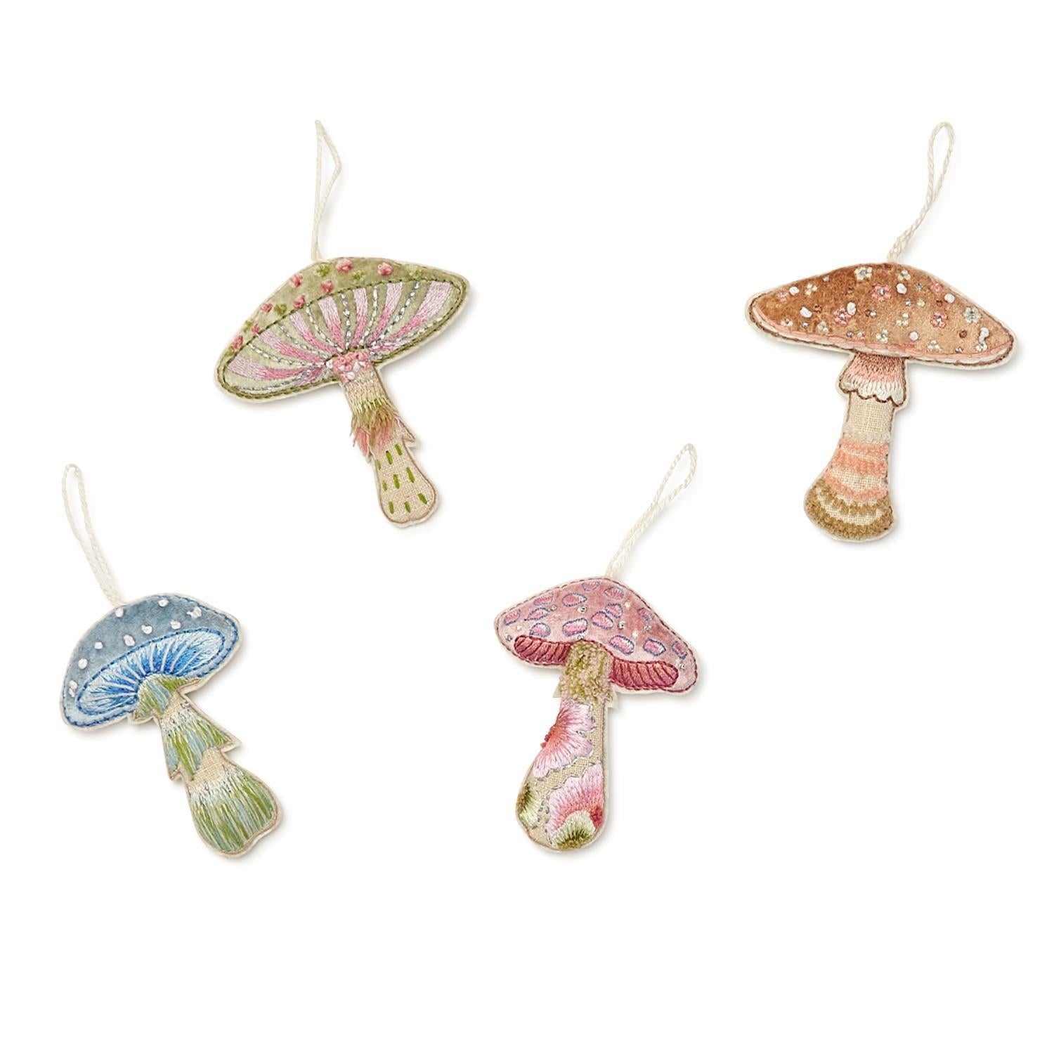 Embroidered Mushroom Ornament