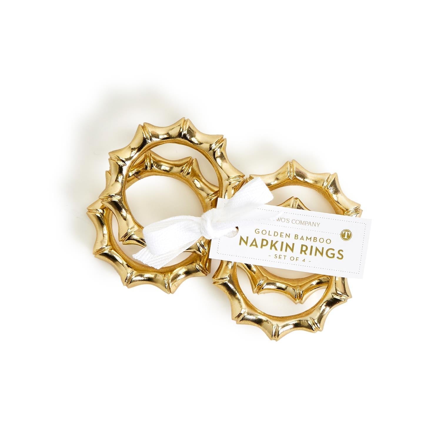 Golden Bamboo Set of 4 Napkin Rings