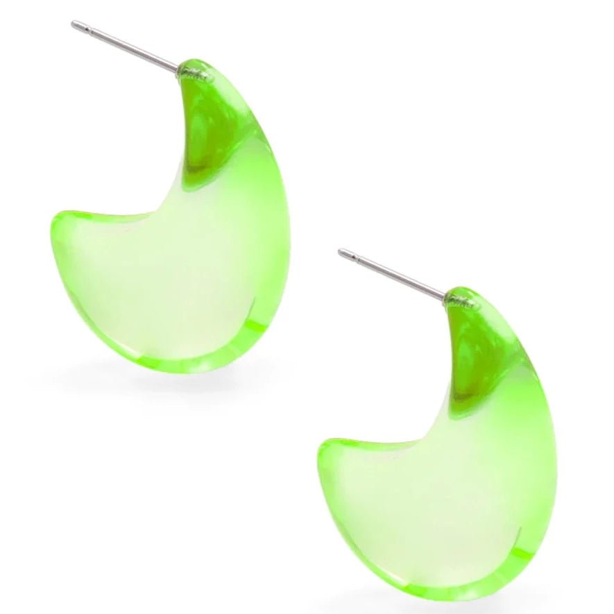 Lucite Chunky Crescent Drop Earrings | Green