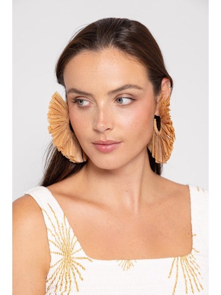 Mega Raffia Hoop Earrings | Natural