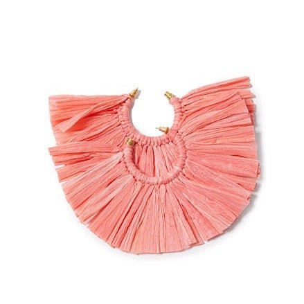 Mega Raffia Hoop Earrings | Pink